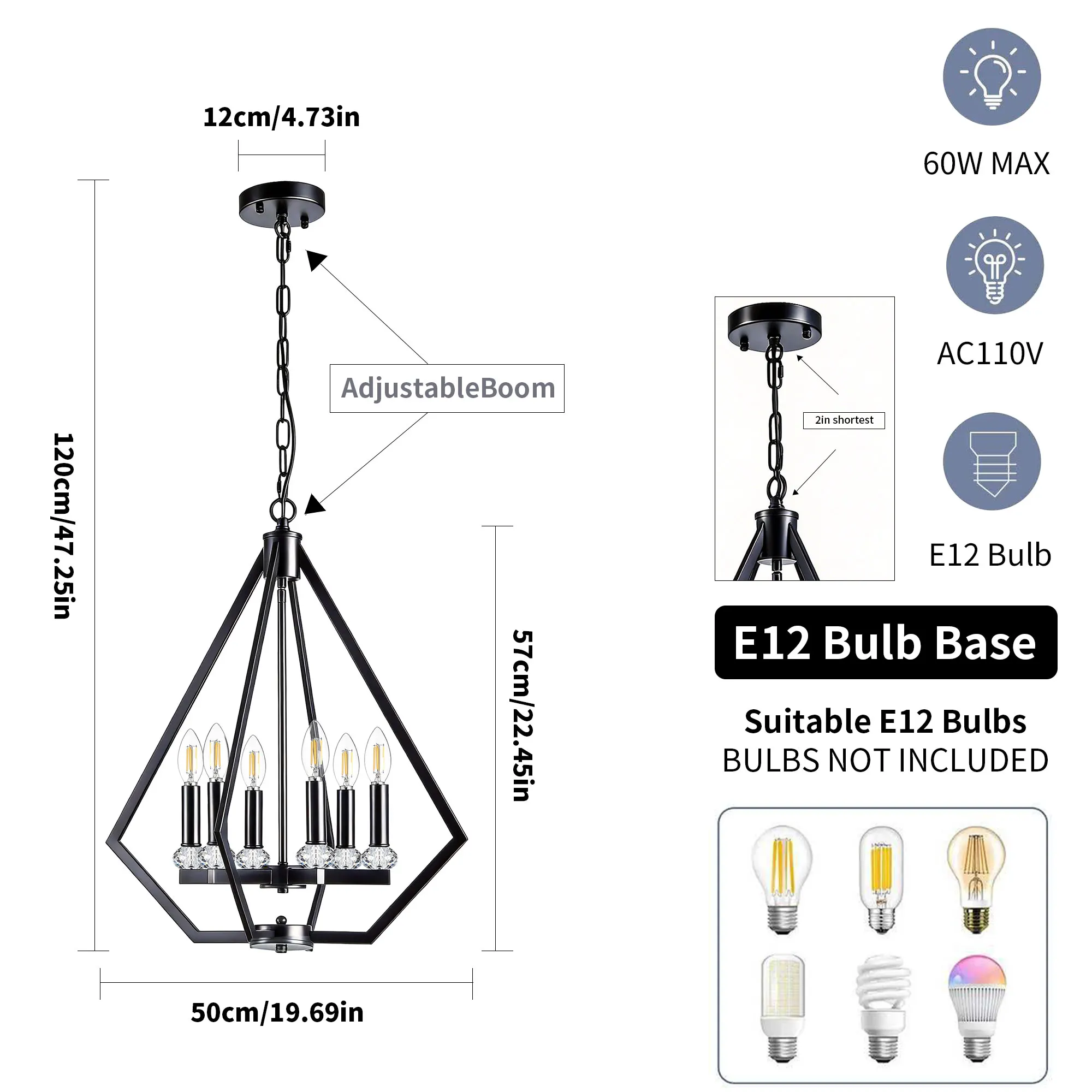 Modern 6-Light Chandelier, image 10 of 13