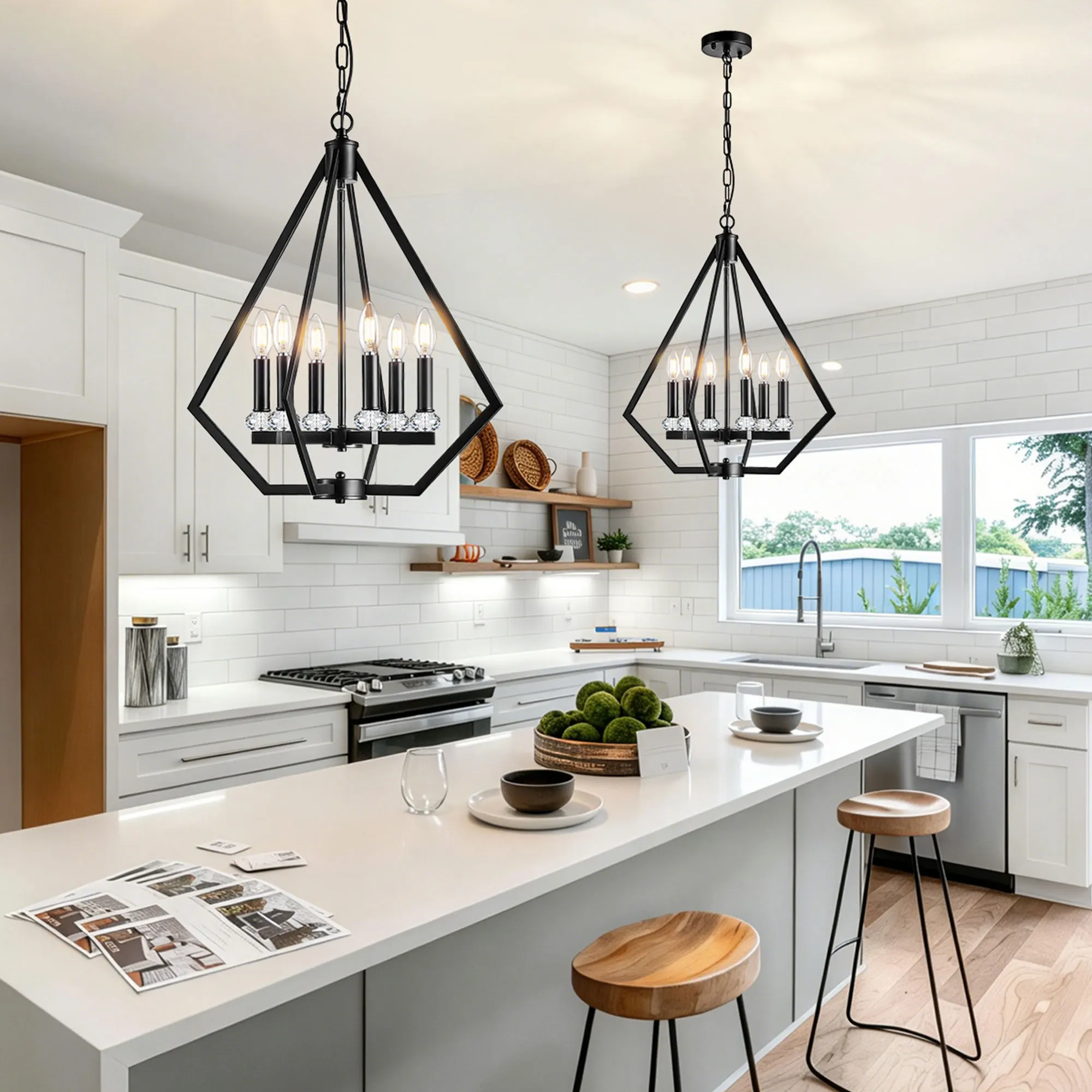 Modern 6-Light Chandelier, image 3 of 13