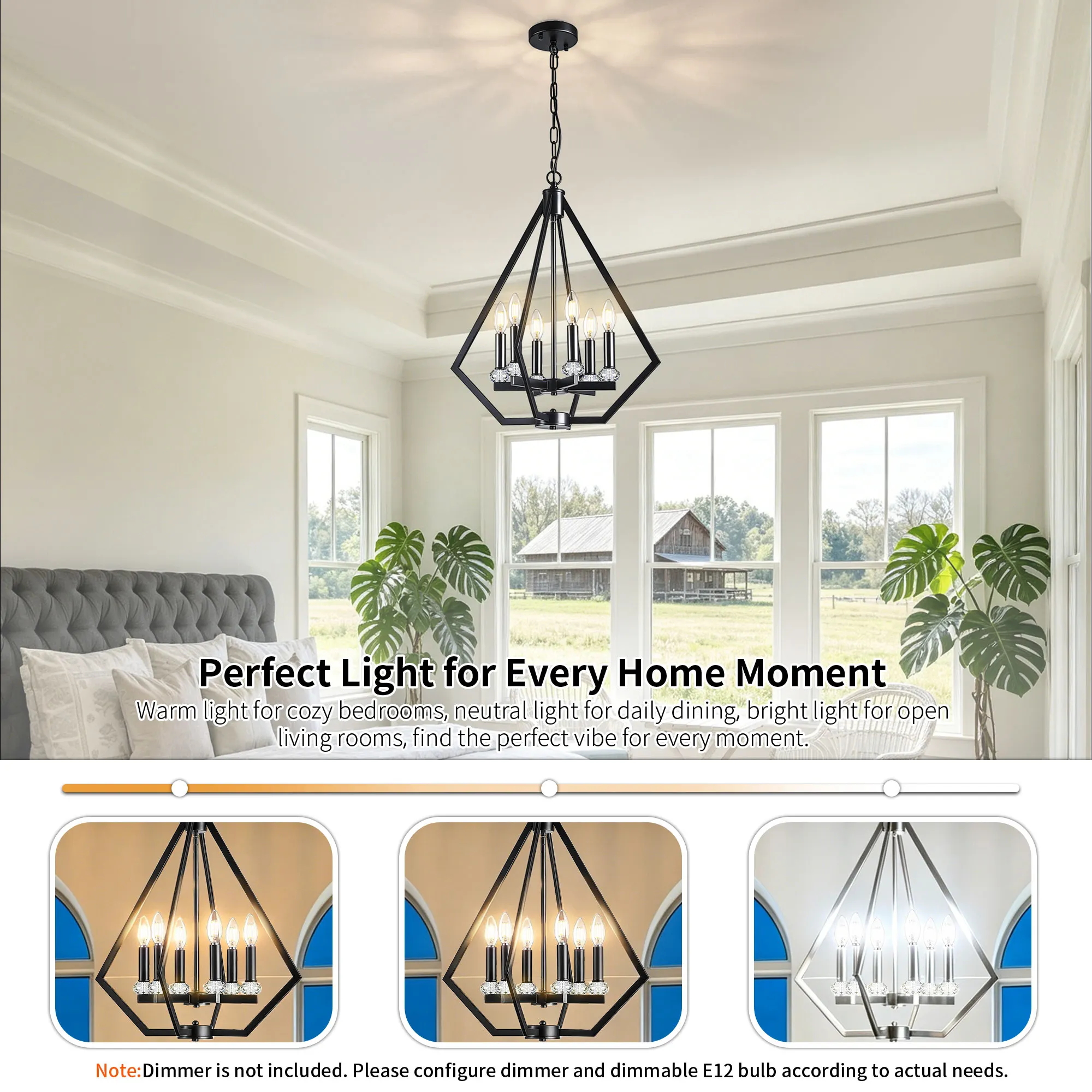 Modern 6-Light Chandelier, image 5 of 13