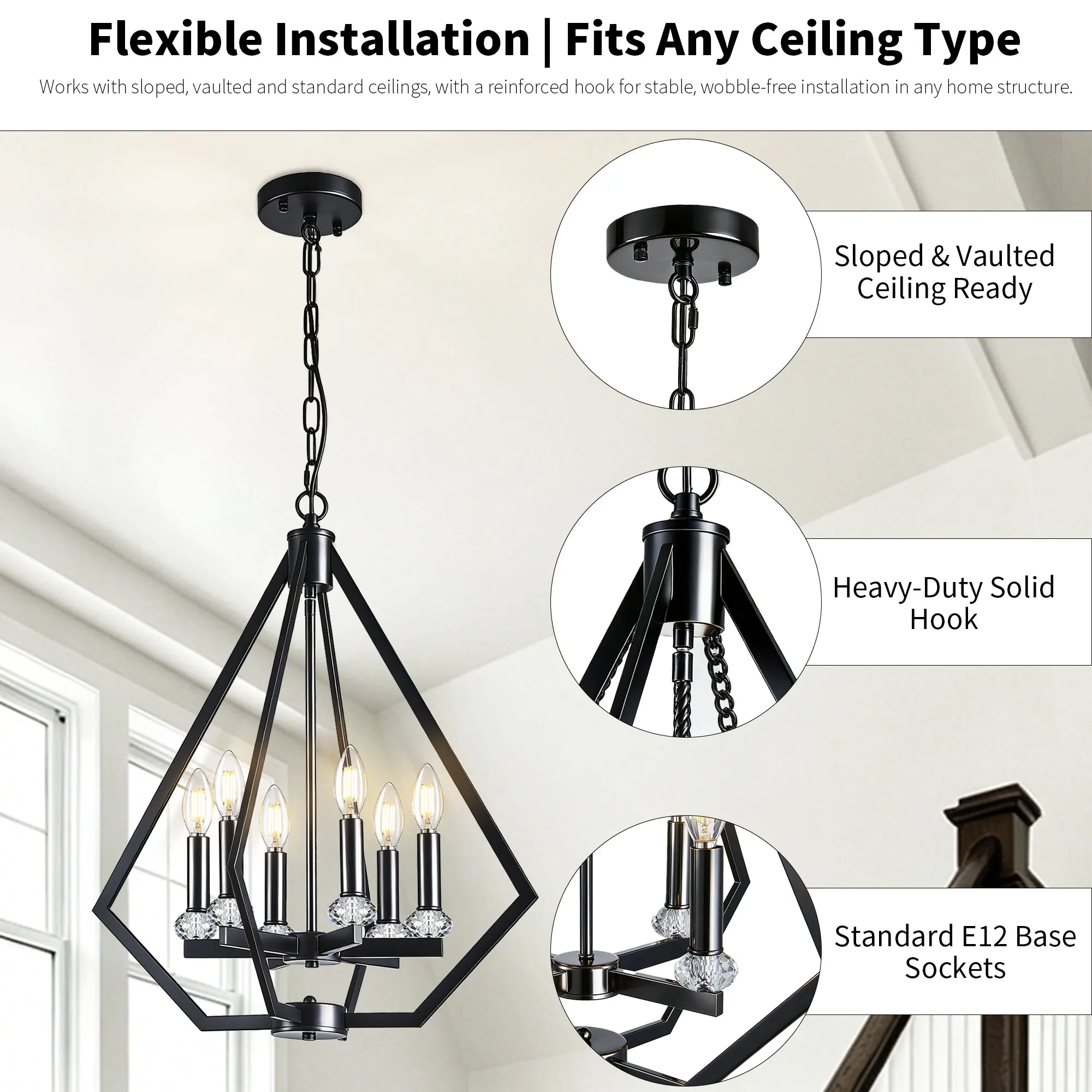 Modern 6-Light Chandelier, image 6 of 13