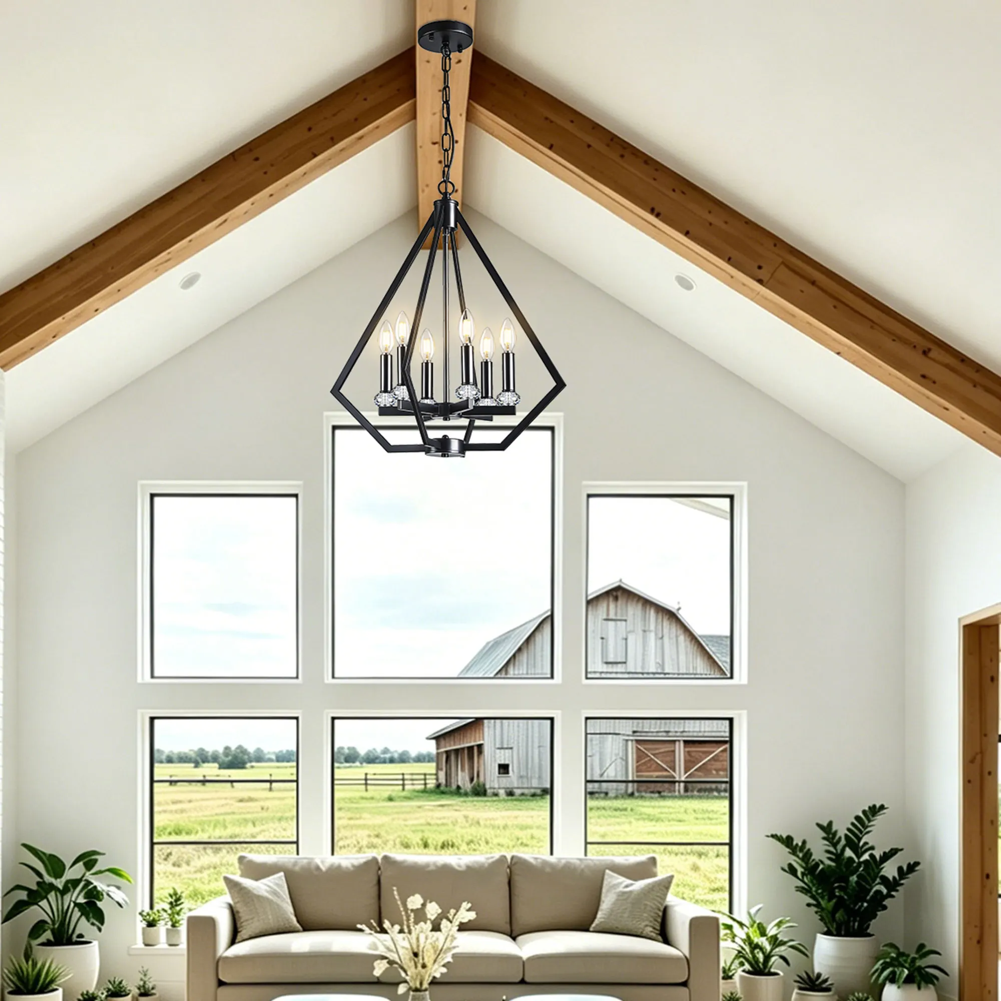 Modern 6-Light Chandelier, image 7 of 13