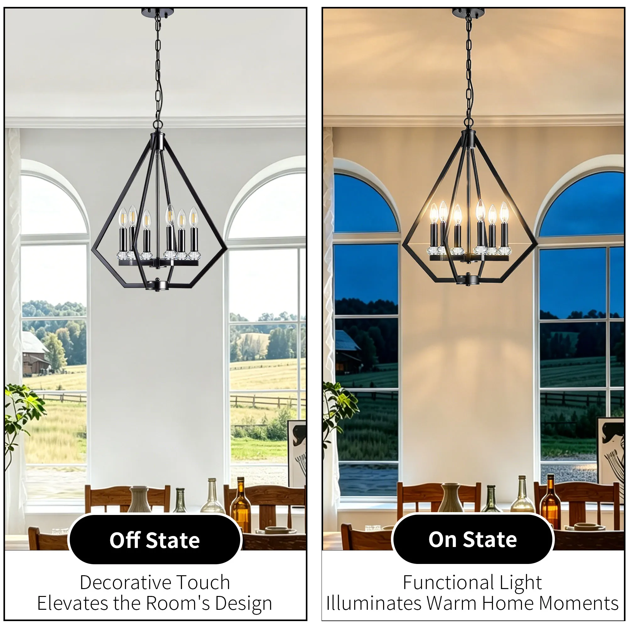 Modern 6-Light Chandelier, image 13 of 13