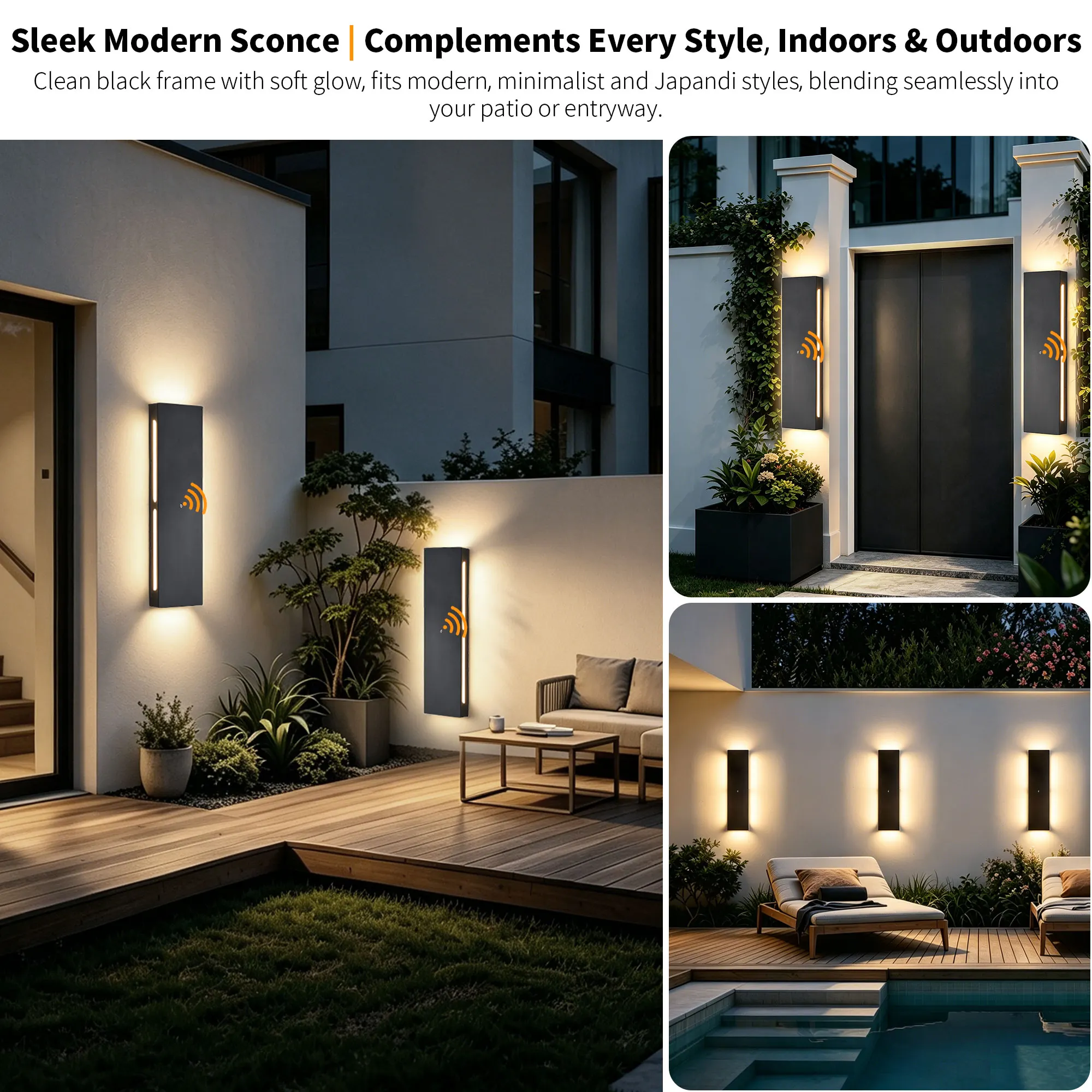 Black Outdoor Wall Light, 23.6 in · Dusk-to-Dawn (2-Pack), image 5 of 11