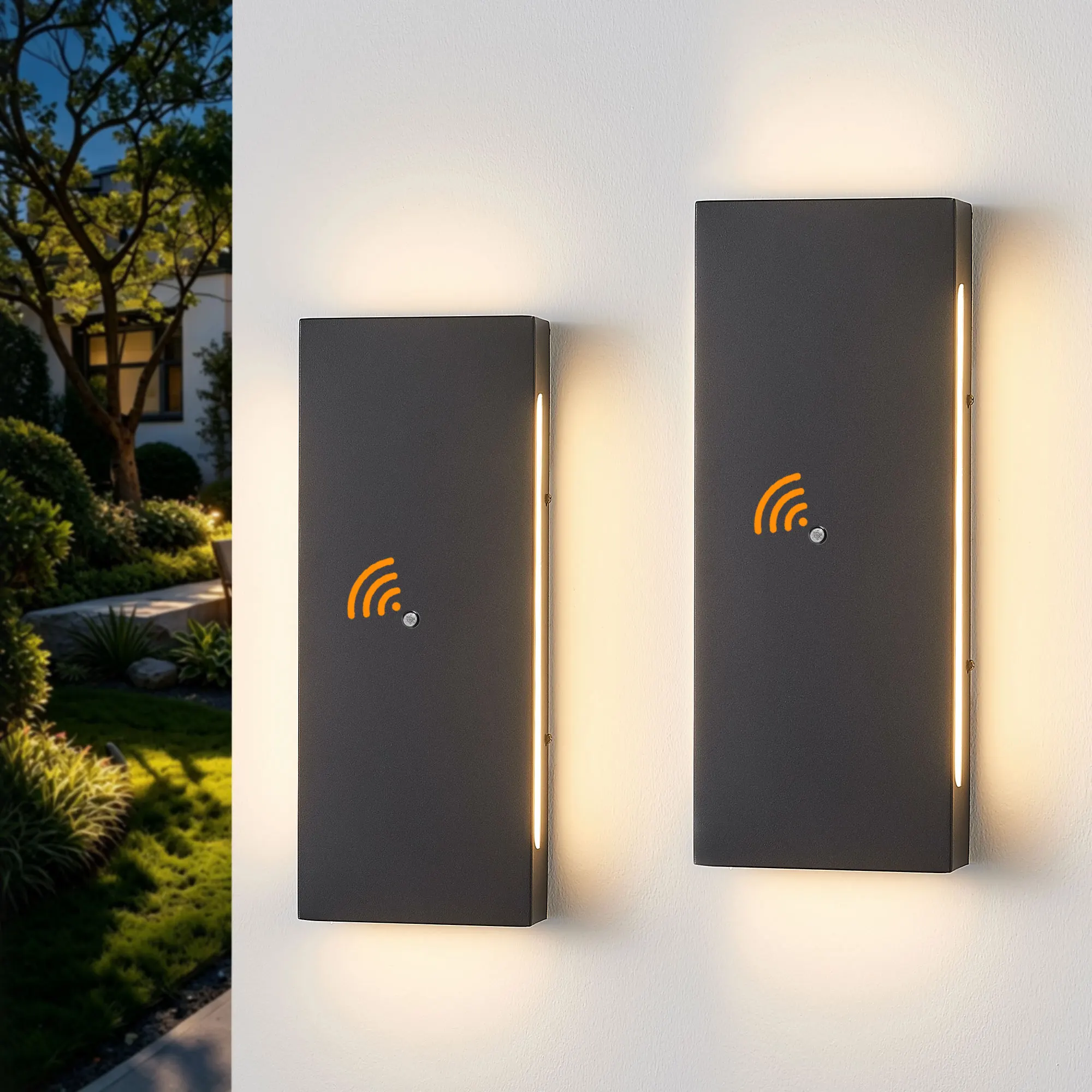Black Outdoor Wall Light, 15.74 in · Dusk-to-Dawn (2-Pack), image 2 of 11