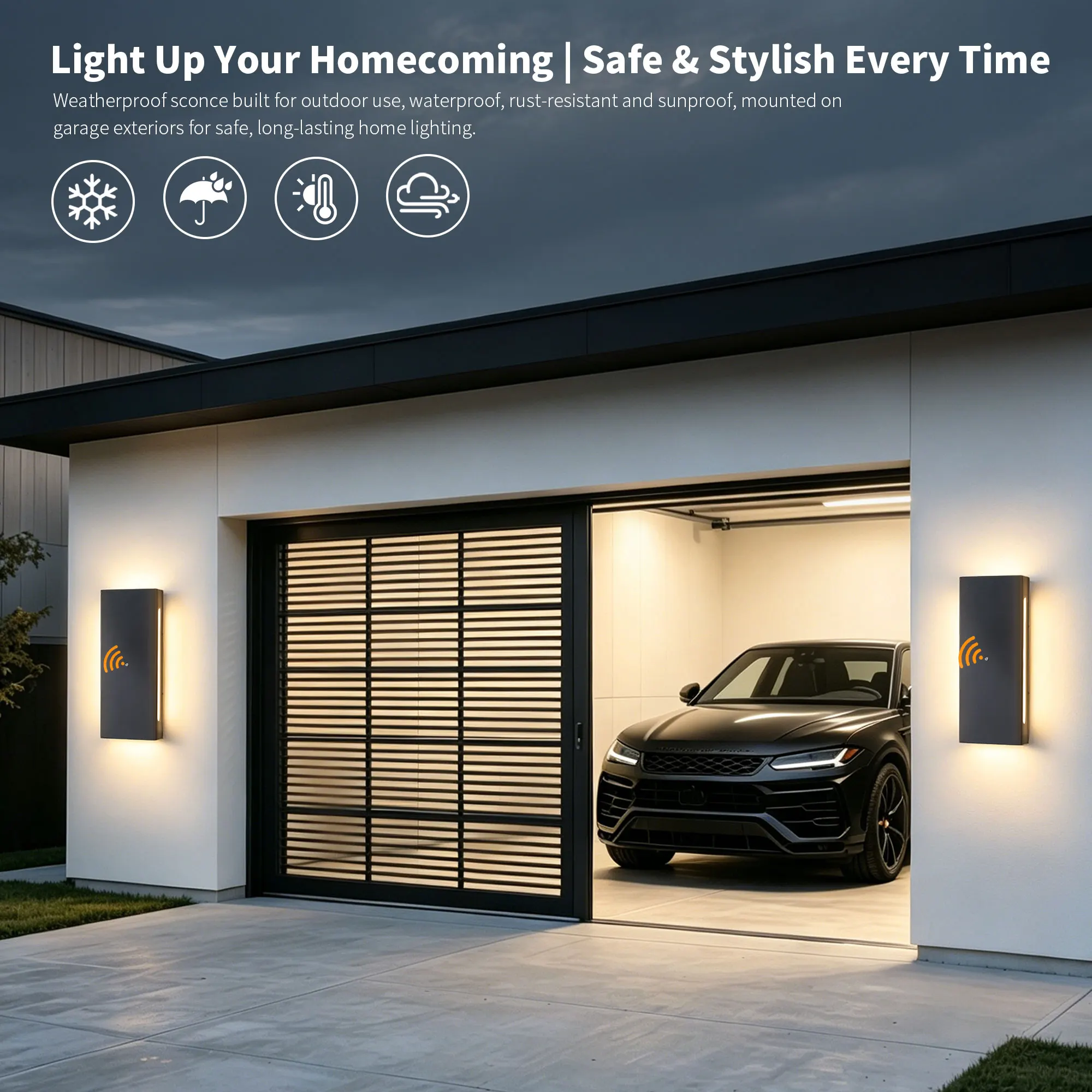 Black Outdoor Wall Light, 15.74 in · Dusk-to-Dawn (2-Pack), image 4 of 11