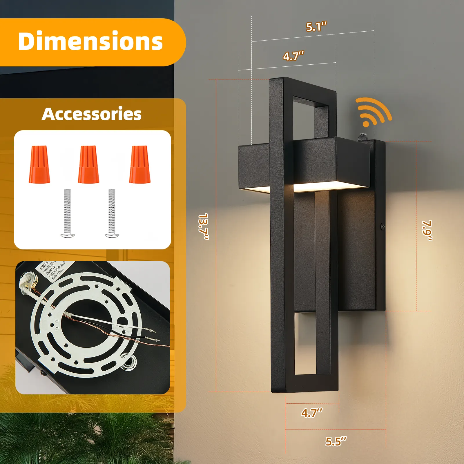 Matte Black Outdoor Wall Light, 13.7 in · Dusk-to-Dawn (2-Pack), image 3 of 7