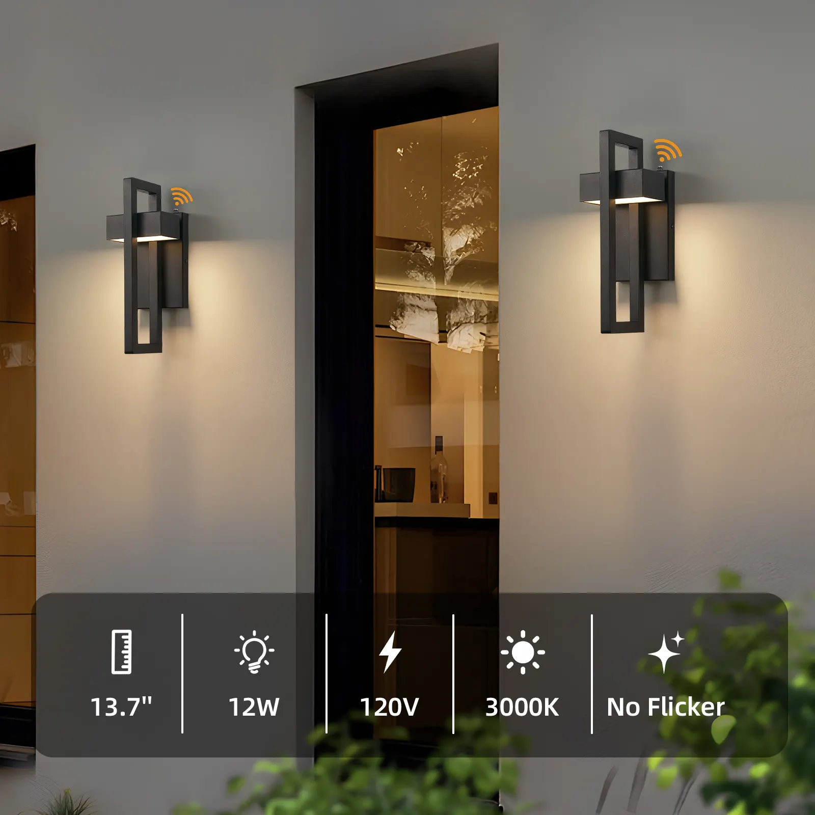 Matte Black Outdoor Wall Light, 13.7 in · Dusk-to-Dawn (2-Pack), image 4 of 7