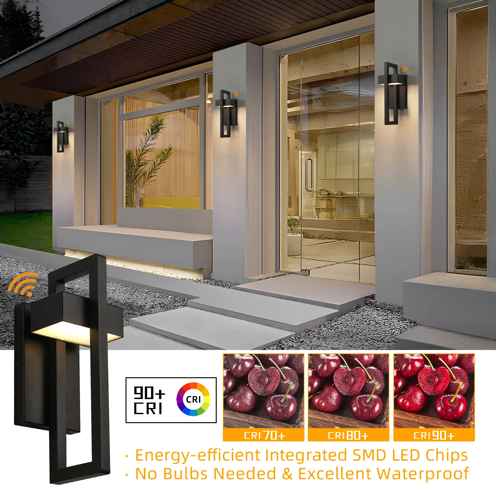 Matte Black Outdoor Wall Light, 13.7 in · Dusk-to-Dawn (2-Pack), image 5 of 7
