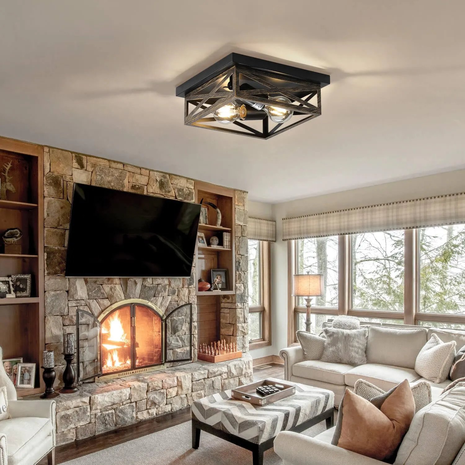 Modern 2-Light Flush Mount Ceiling Light (2-Pack), image 3 of 8