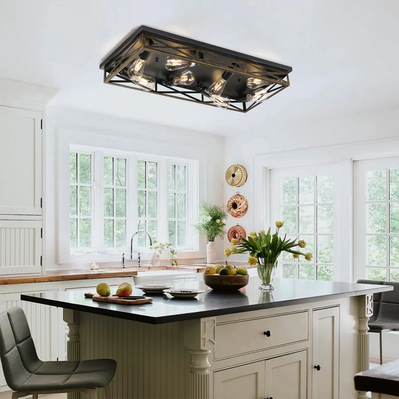 Modern 8-Light Flush Mount Ceiling Light
