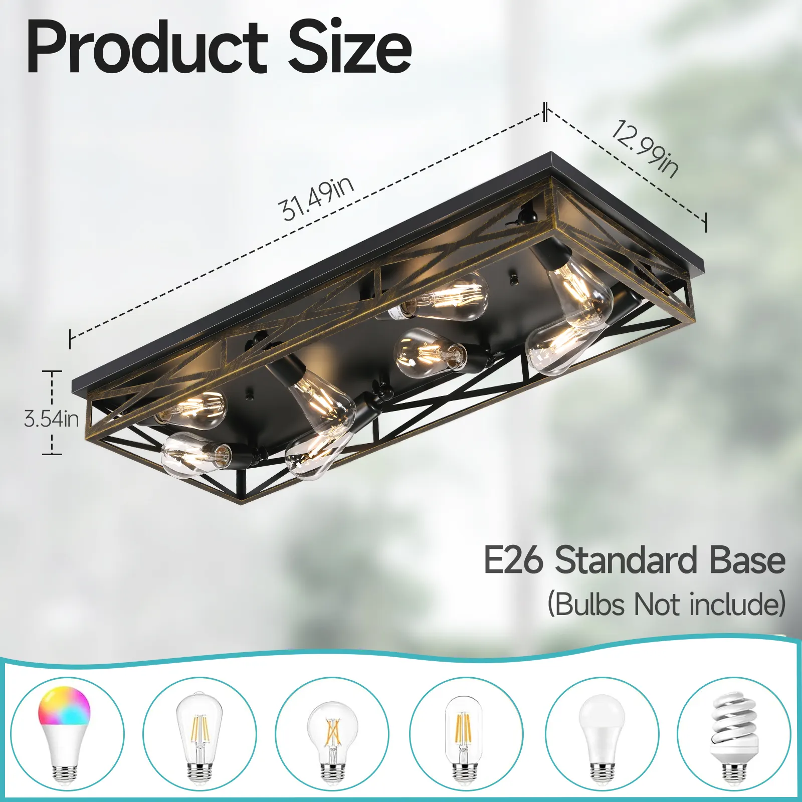 Modern 8-Light Flush Mount Ceiling Light, image 2 of 7
