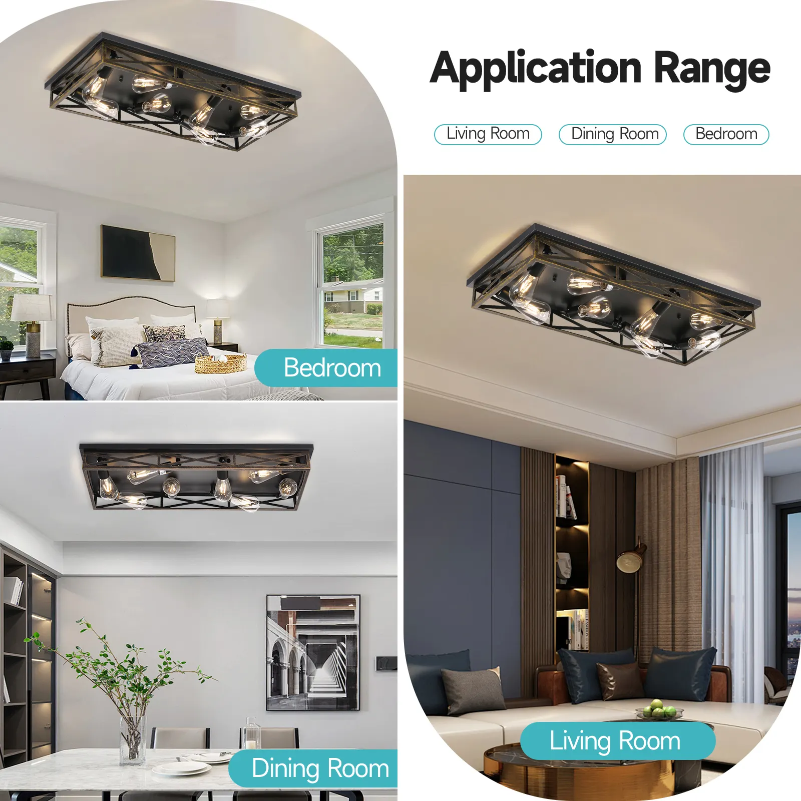 Modern 8-Light Flush Mount Ceiling Light, image 5 of 7