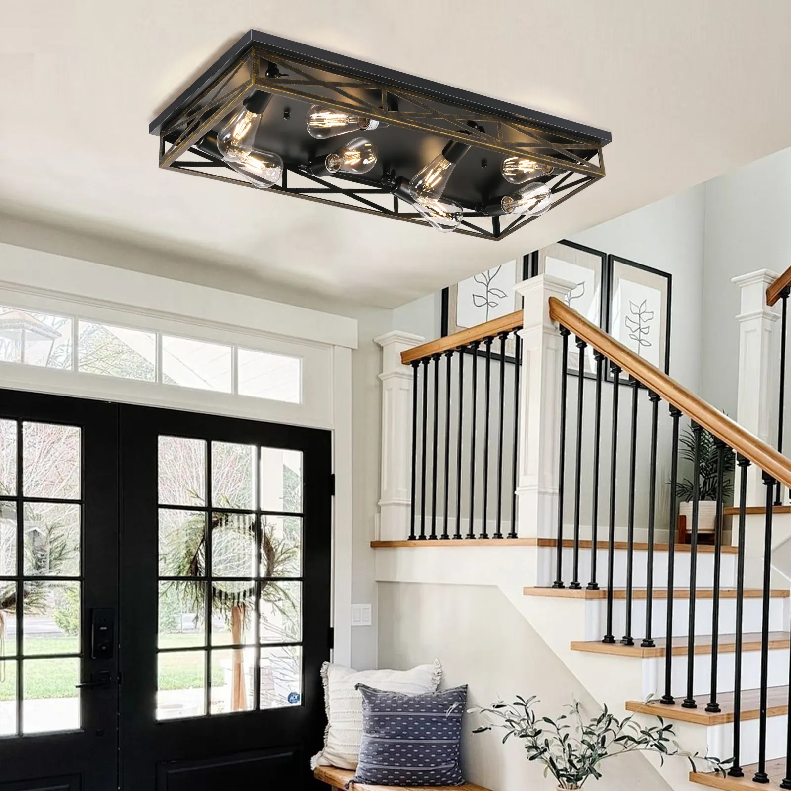 Modern 8-Light Flush Mount Ceiling Light, image 7 of 7