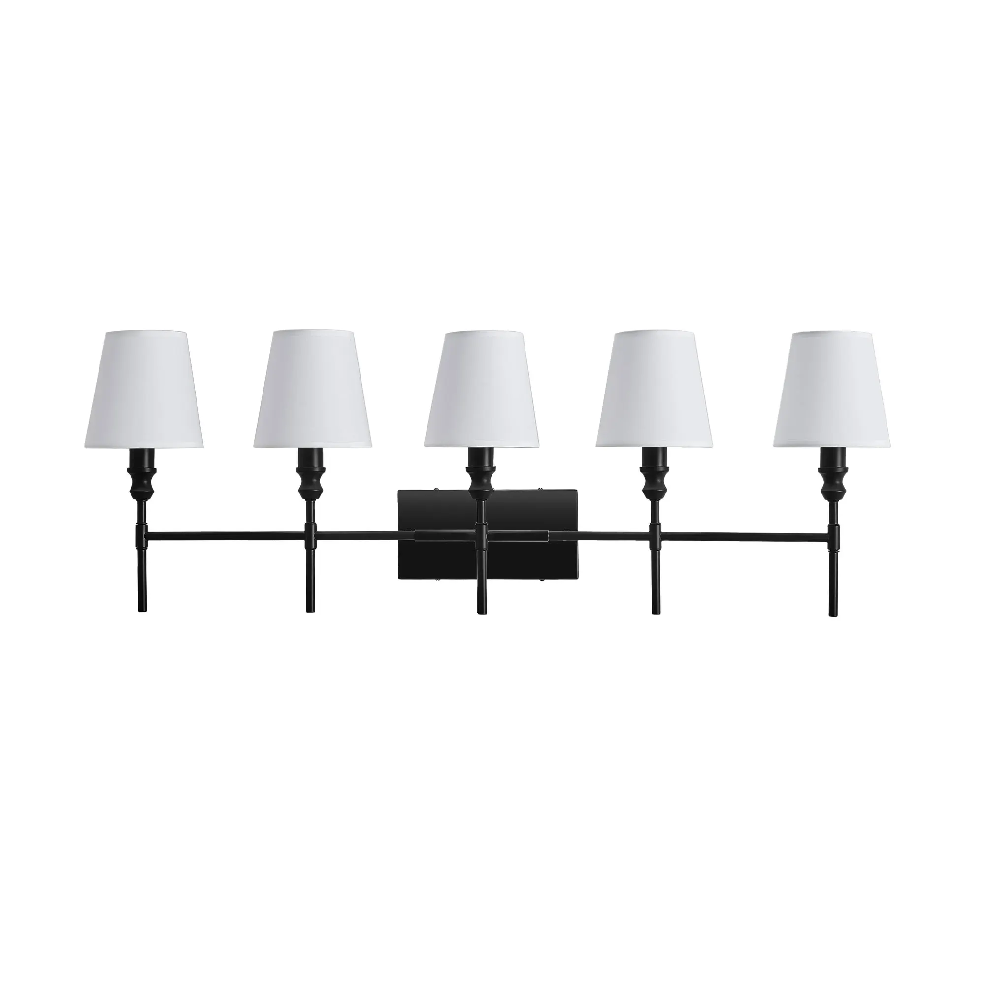 Vintage Black 5-Light Fabric Vanity Light, image 8 of 10