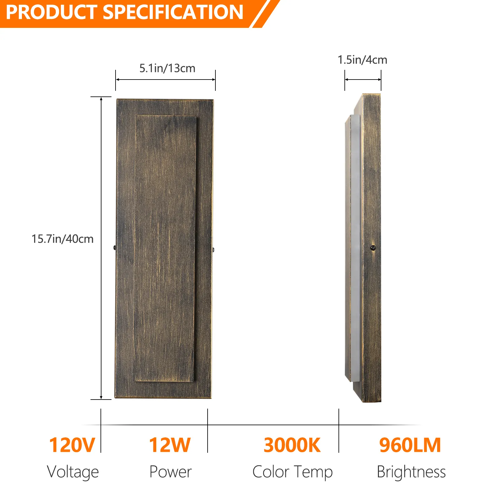 Modern Brass Outdoor Wall Light, 15.7 in (2-Pack), image 8 of 8