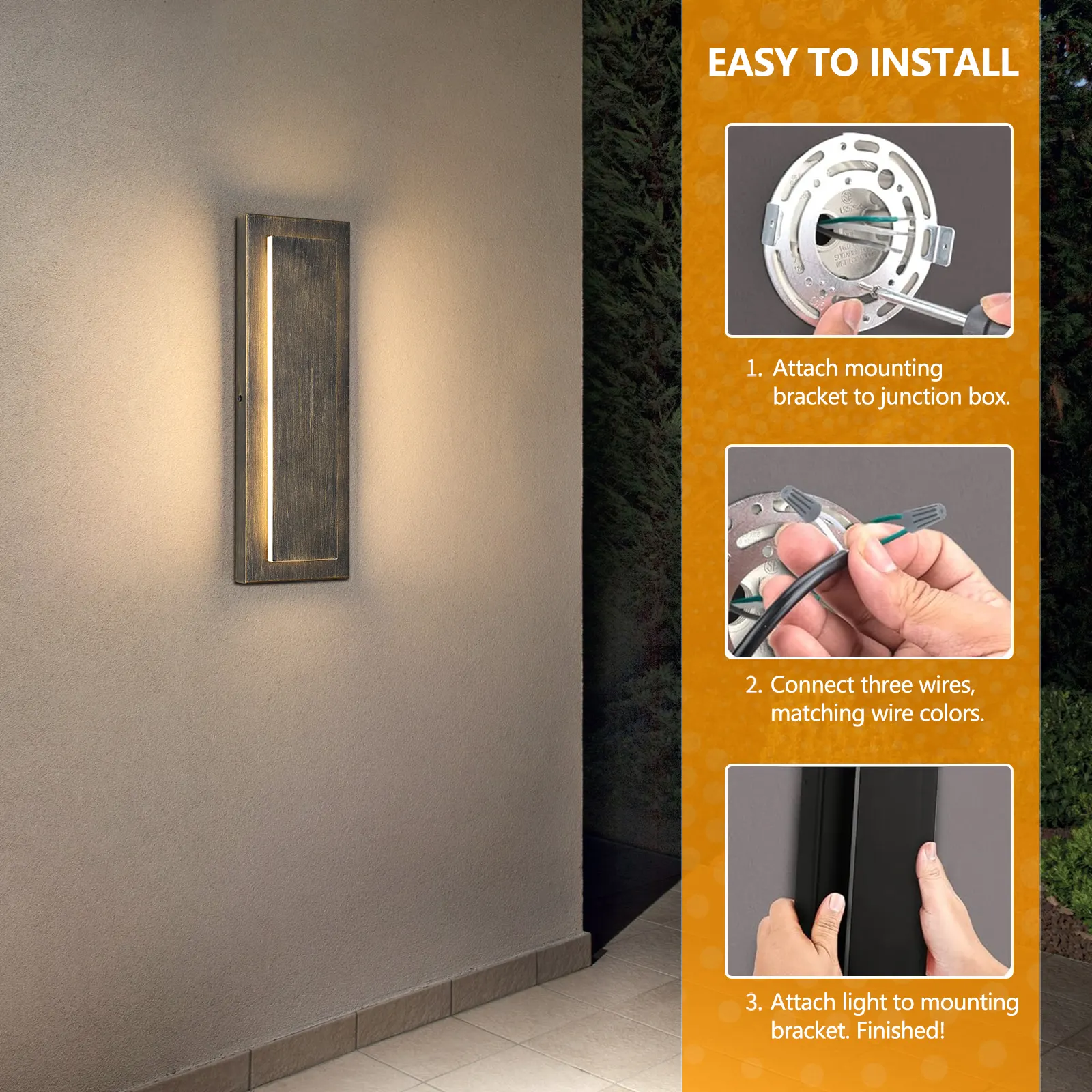 Modern Brass Outdoor Wall Light, 15.7 in (2-Pack), image 4 of 8
