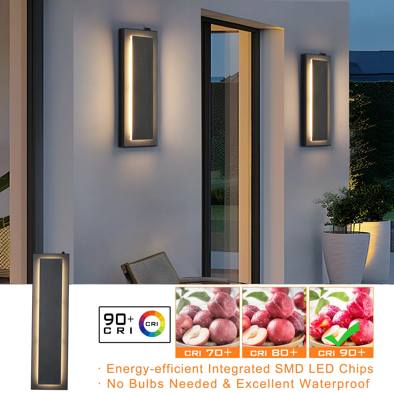 Modern Black Outdoor Wall Light, 15.7 in · Dusk-to-Dawn (2-Pack), image 6 of 8
