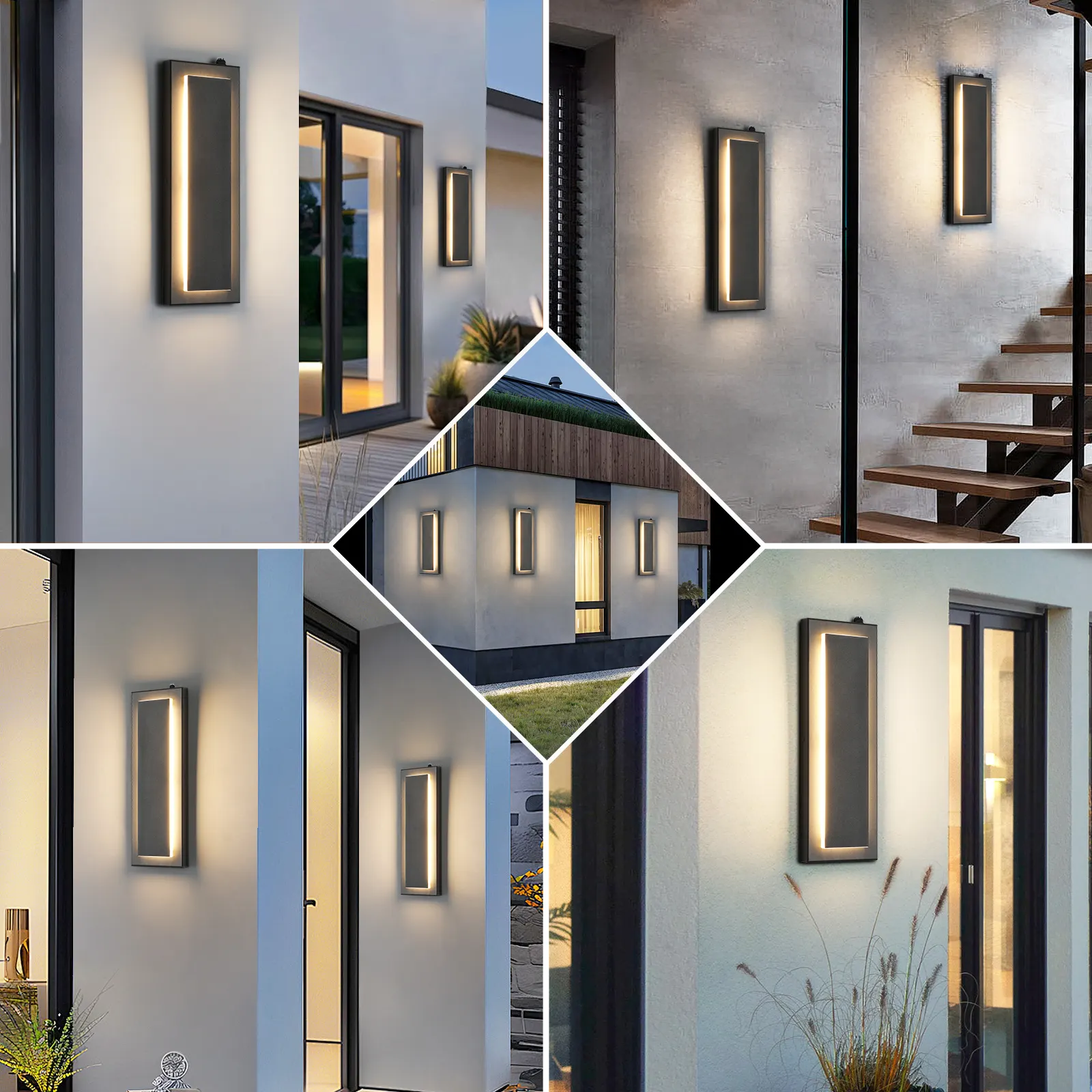Modern Black Outdoor Wall Light, 15.7 in · Dusk-to-Dawn (2-Pack), image 8 of 8
