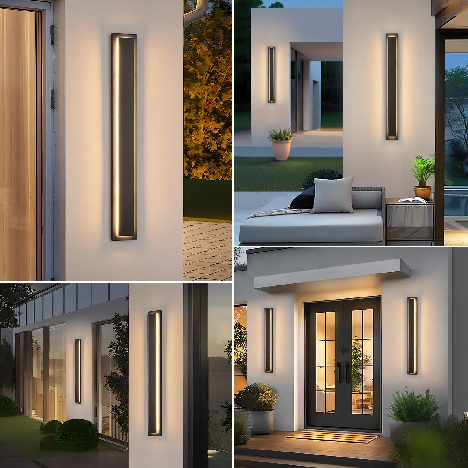 Modern Black Outdoor Wall Light, 39.3 in (2-Pack), image 6 of 7
