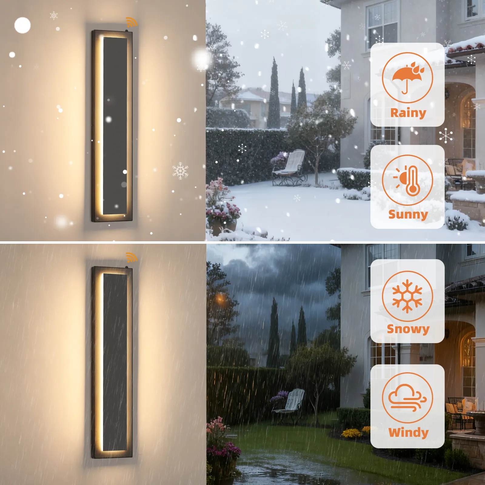 Modern Black Outdoor Wall Light, 23.6 in · Dusk-to-Dawn (2-Pack), image 4 of 7