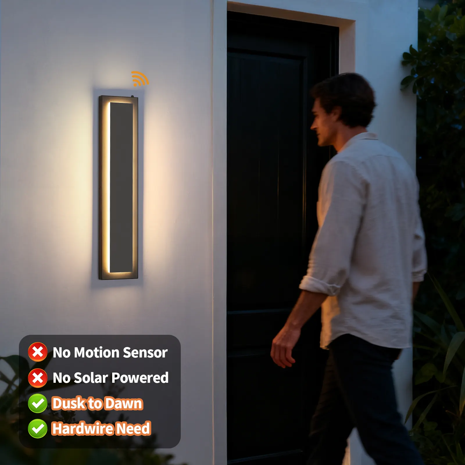 Modern Black Outdoor Wall Light, 23.6 in · Dusk-to-Dawn (2-Pack), image 5 of 7