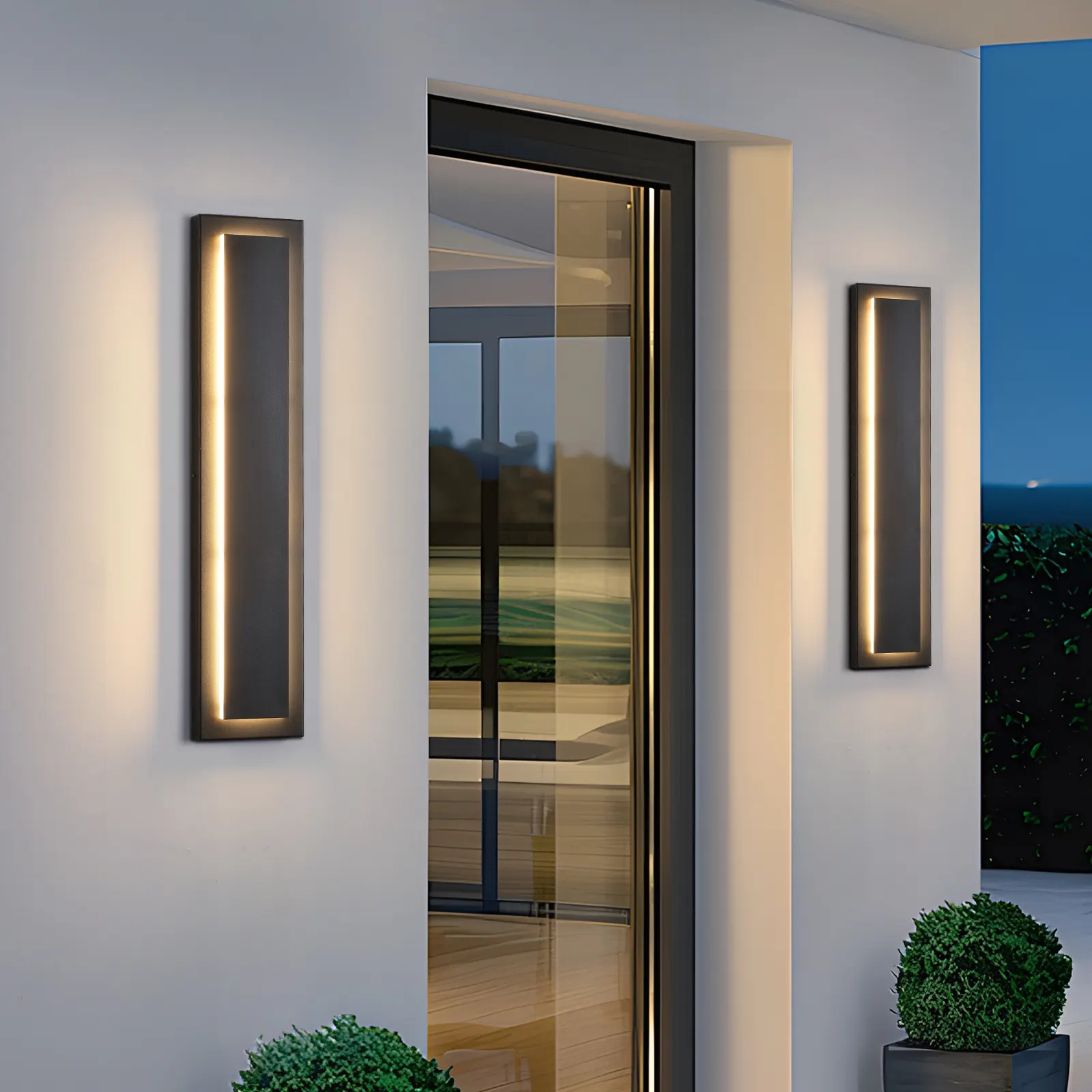 Modern Black Outdoor Wall Light, 23.6 in (2-Pack), image 2 of 8