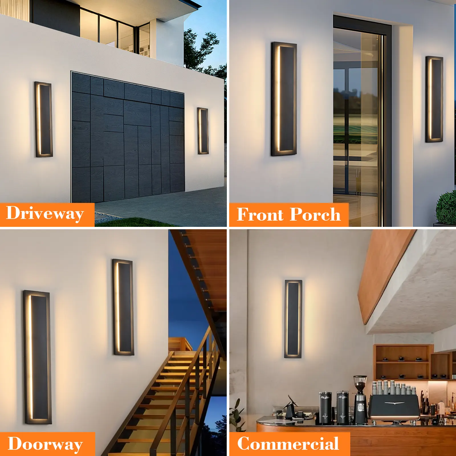 Modern Black Outdoor Wall Light, 23.6 in (2-Pack), image 3 of 8