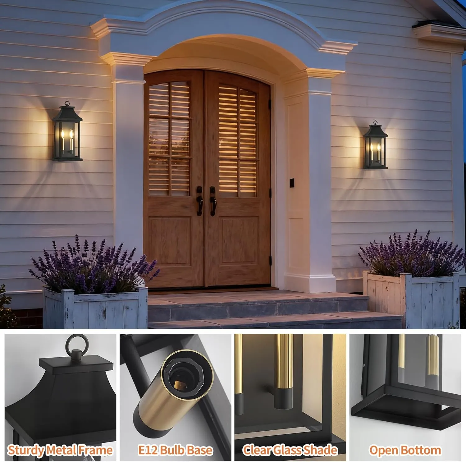 Farmhouse 2-Light Glass Wall Sconce, 17.5 in (2-Pack)
