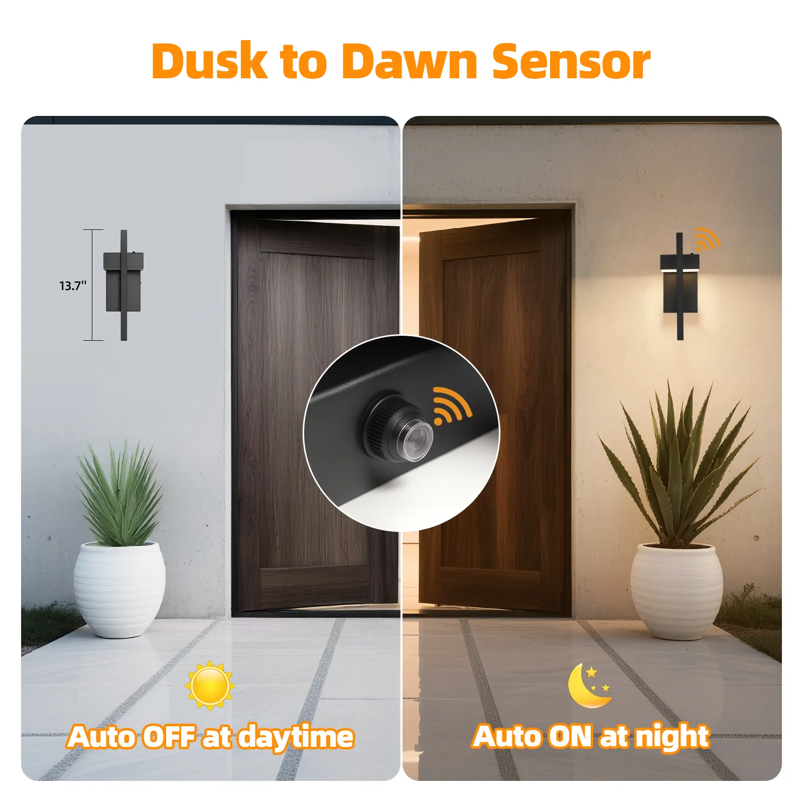 Matte Black Outdoor Wall Light, 16.7 in · Dusk-to-Dawn (2-Pack), image 7 of 7
