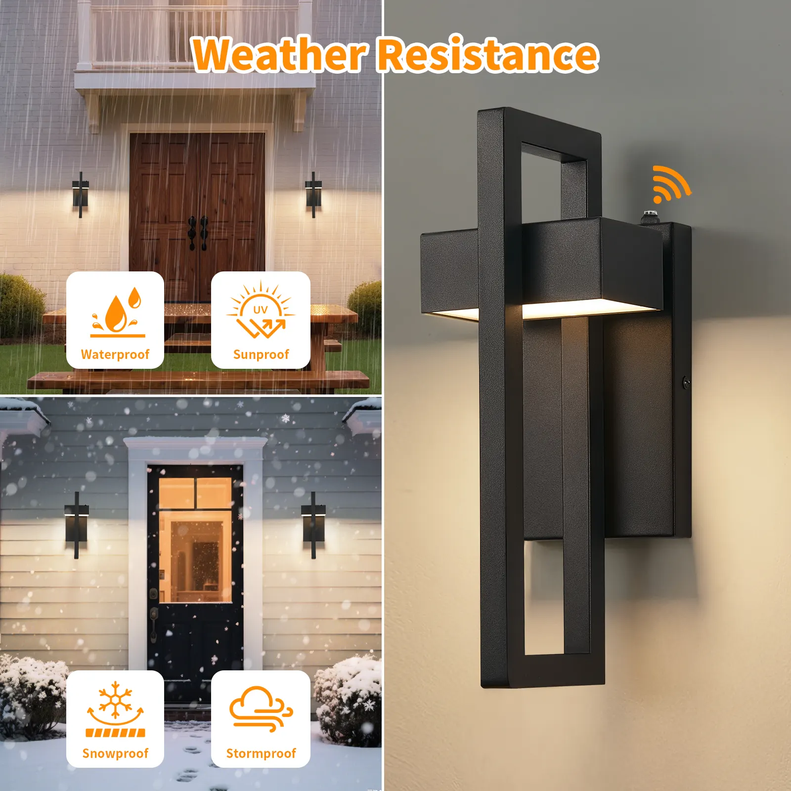 Matte Black Outdoor Wall Light, 16.7 in · Dusk-to-Dawn (2-Pack), image 3 of 7