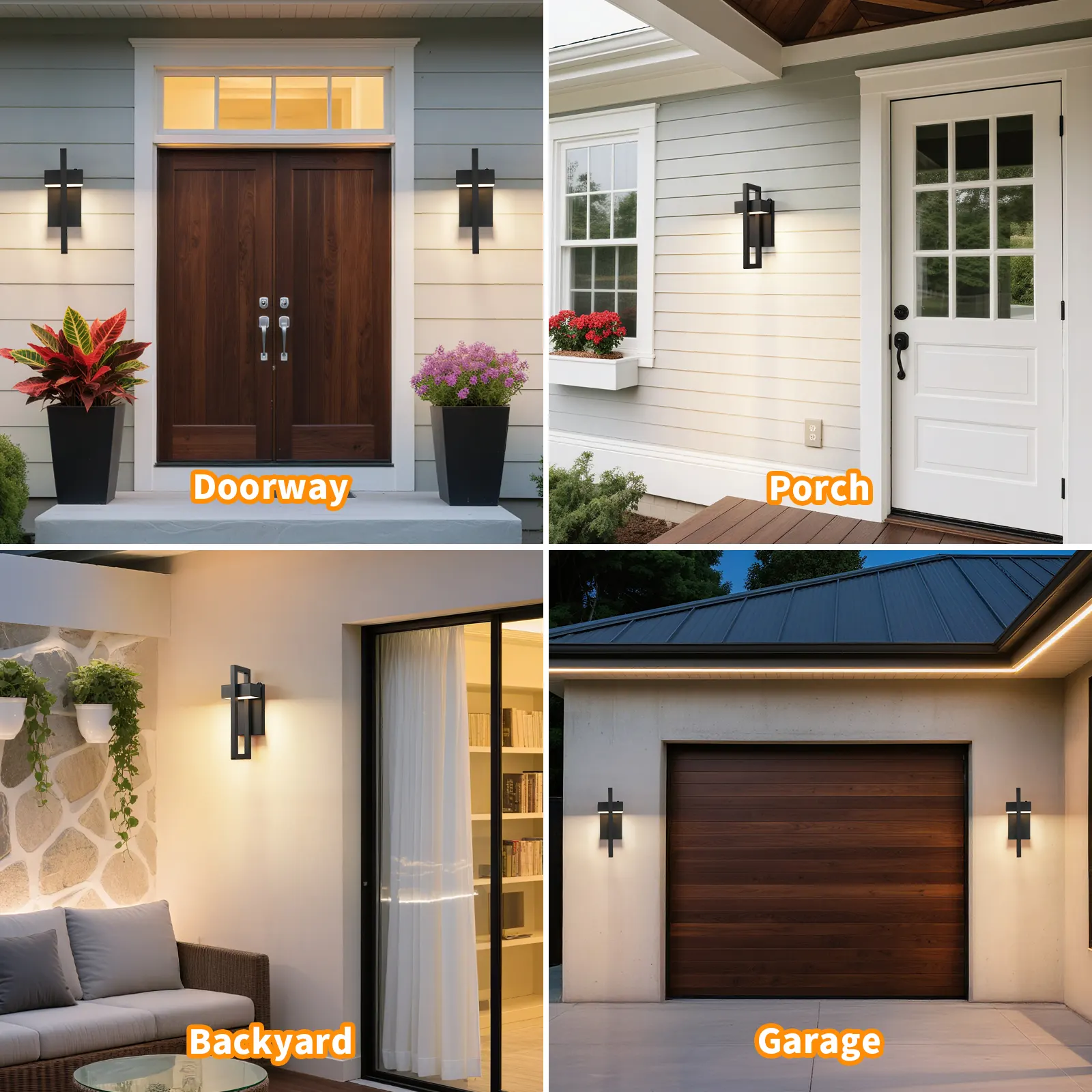 Matte Black Outdoor Wall Light, 16.7 in · Dusk-to-Dawn (2-Pack), image 6 of 7