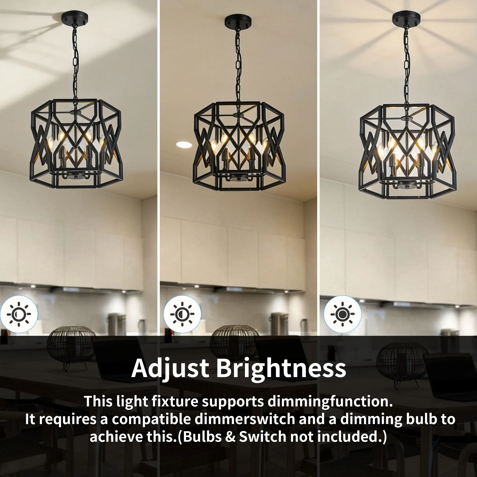 Industrial 6-Light Chandelier, 14.57 in, image 7 of 9
