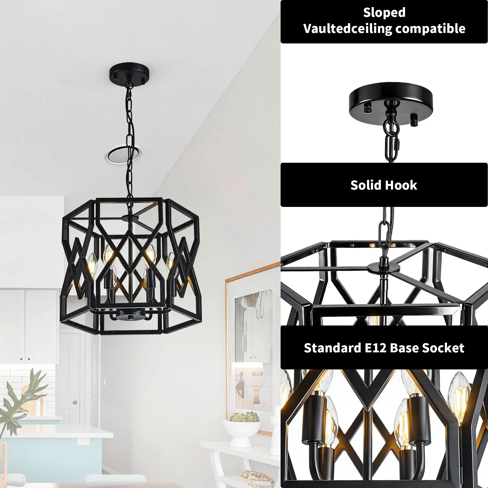 Industrial 6-Light Chandelier, 14.57 in, image 8 of 9