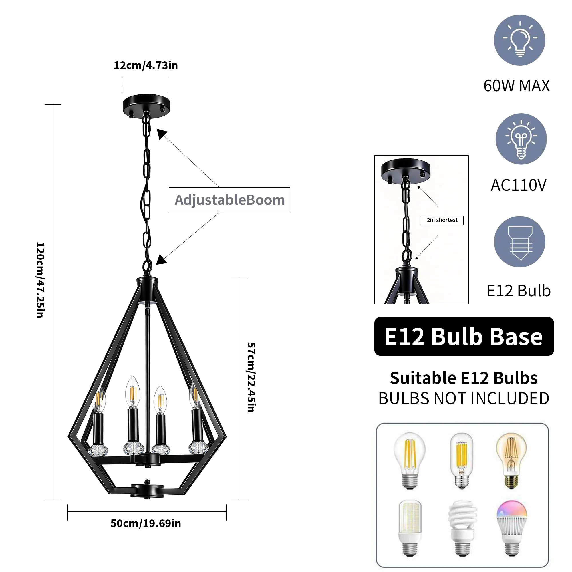 Modern 4-Light Chandelier, image 8 of 10