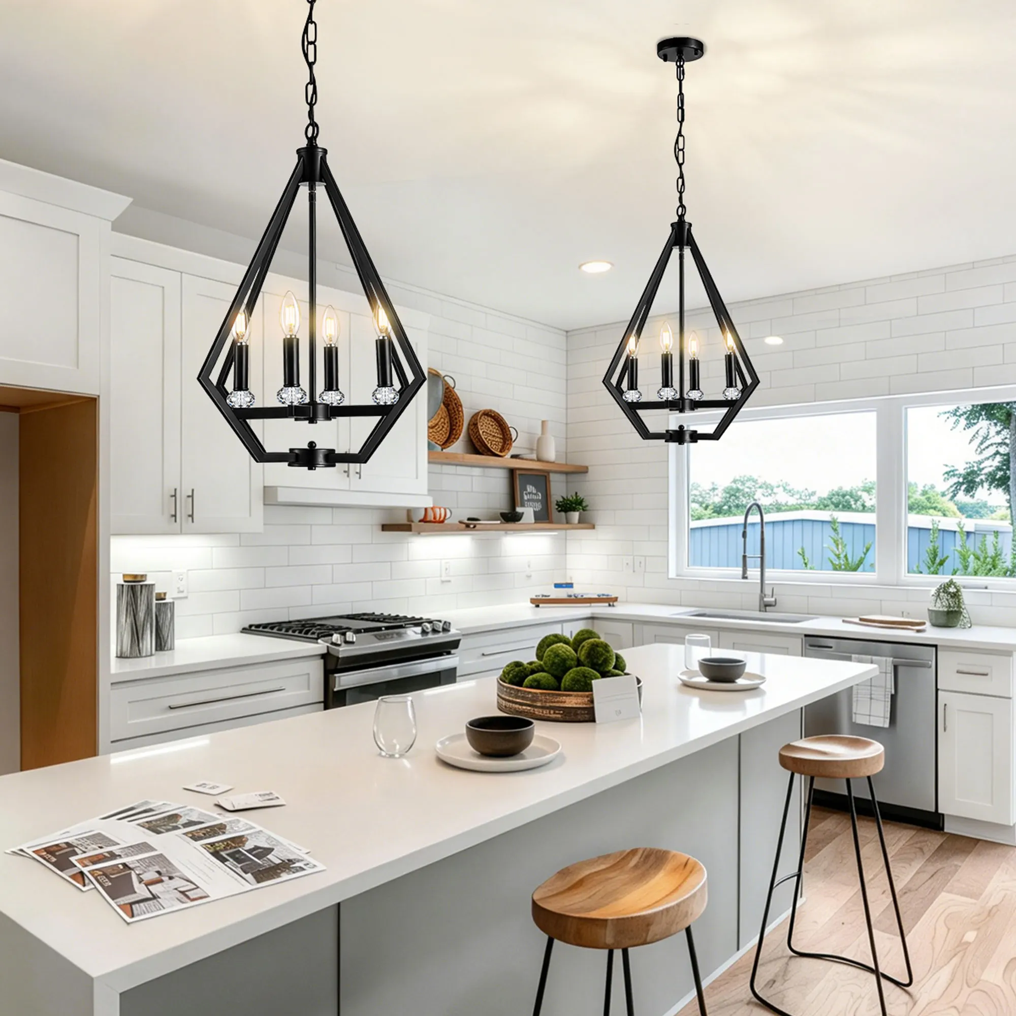 Modern 4-Light Chandelier, image 3 of 10