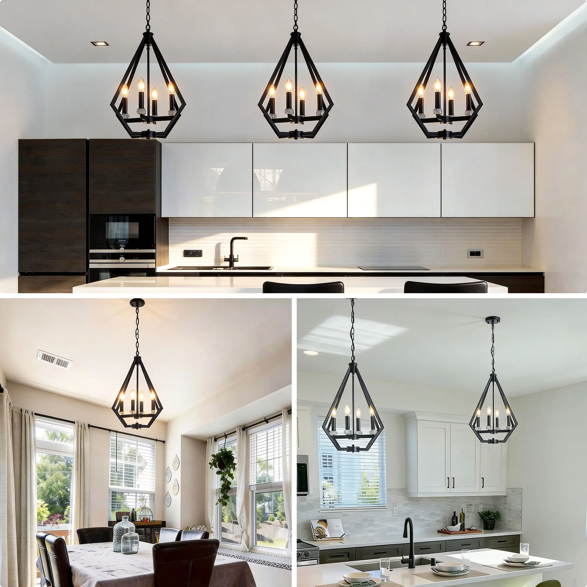 Modern 4-Light Chandelier, image 4 of 10