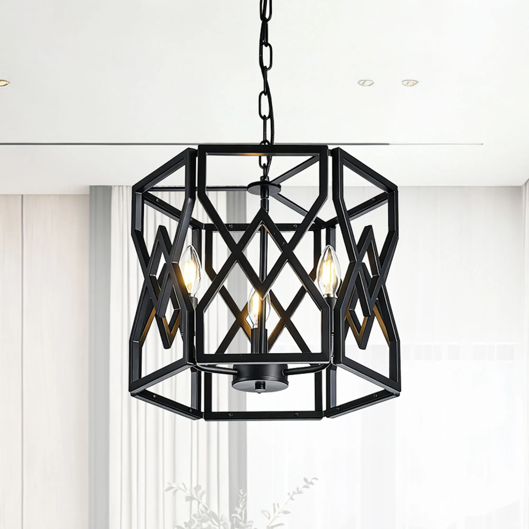 Industrial 3-Light Chandelier, 14.57 in, image 2 of 9