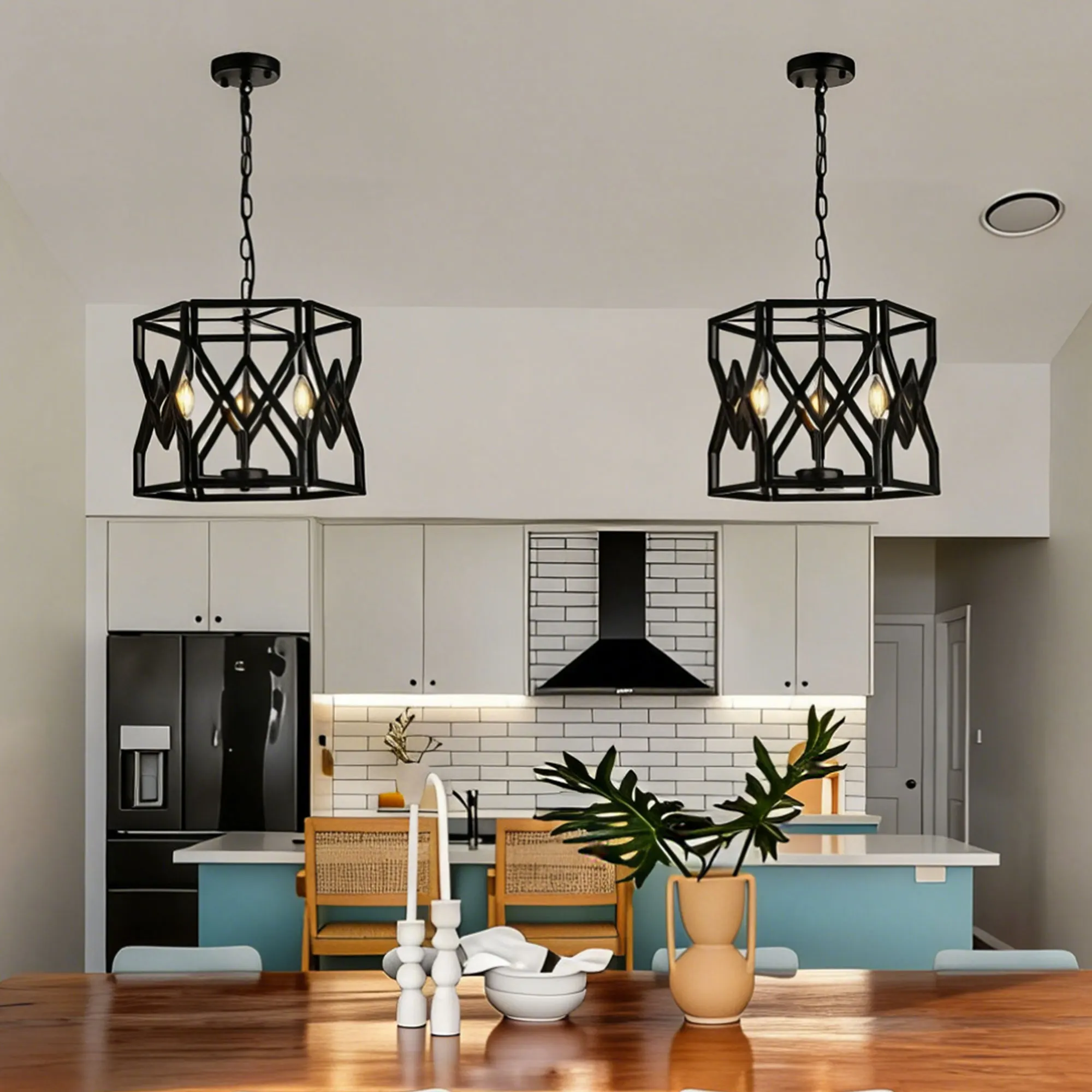 Industrial 3-Light Chandelier, 14.57 in, image 3 of 9