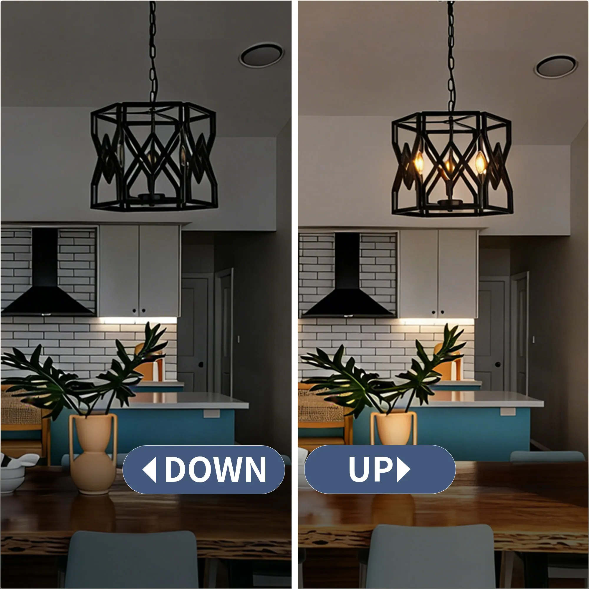 Industrial 3-Light Chandelier, 14.57 in, image 4 of 9