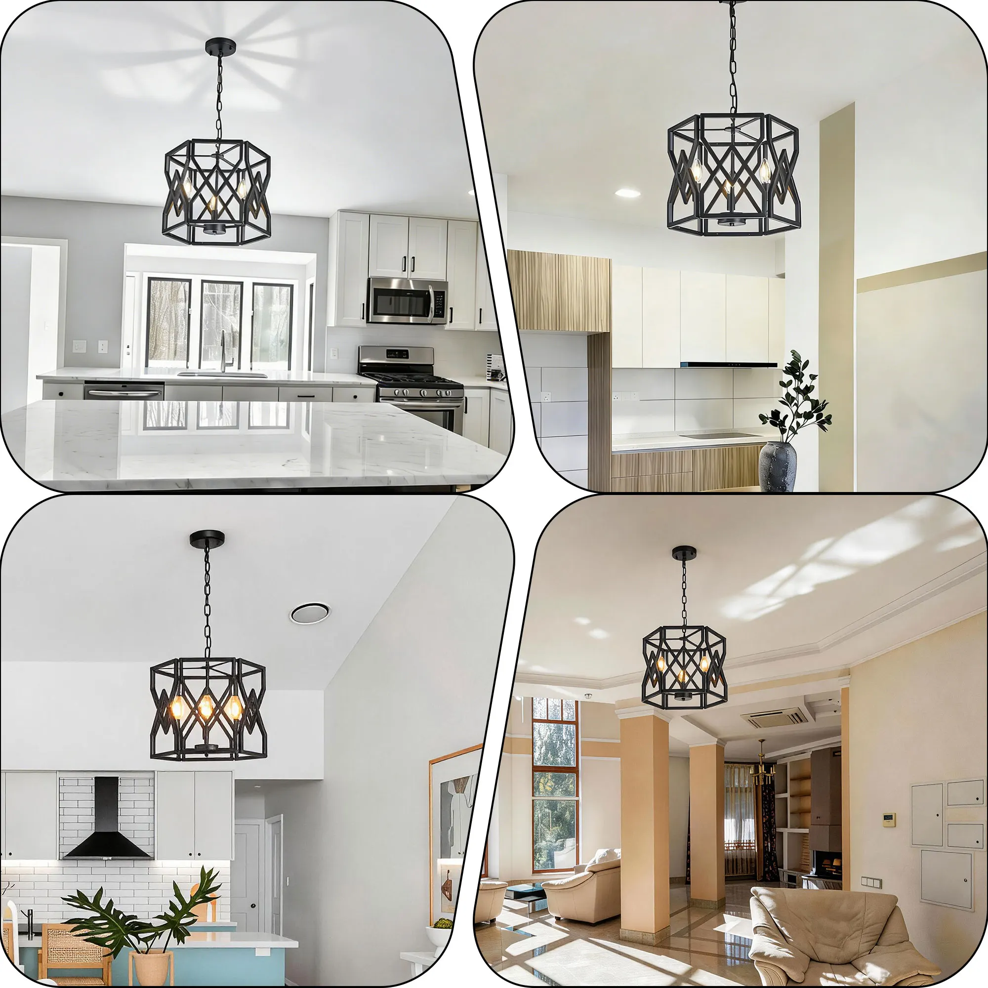 Industrial 3-Light Chandelier, 14.57 in, image 5 of 9