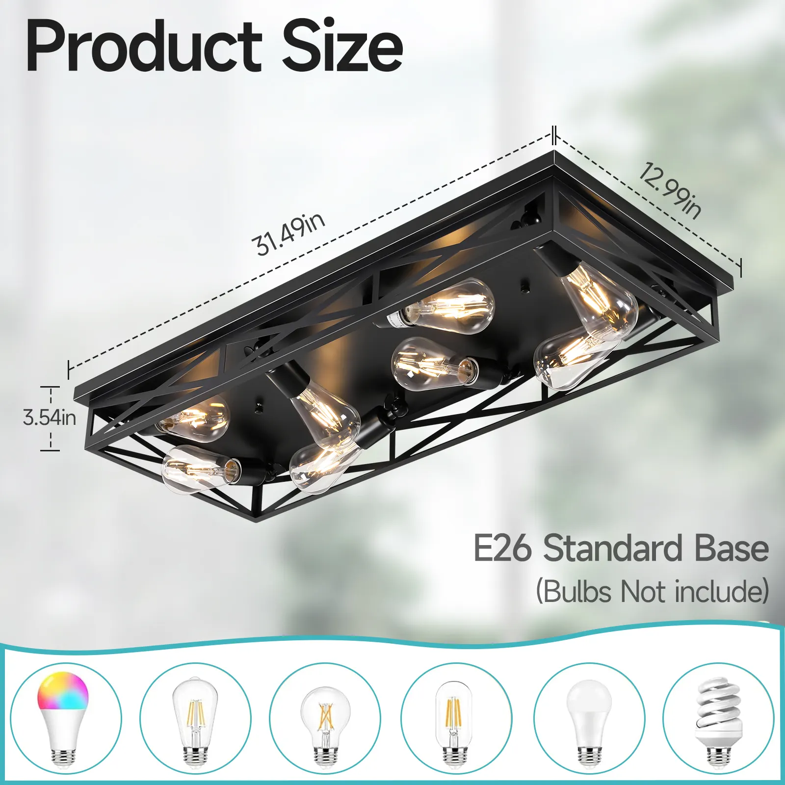 Modern 8-Light Flush Mount Ceiling Light, image 2 of 7