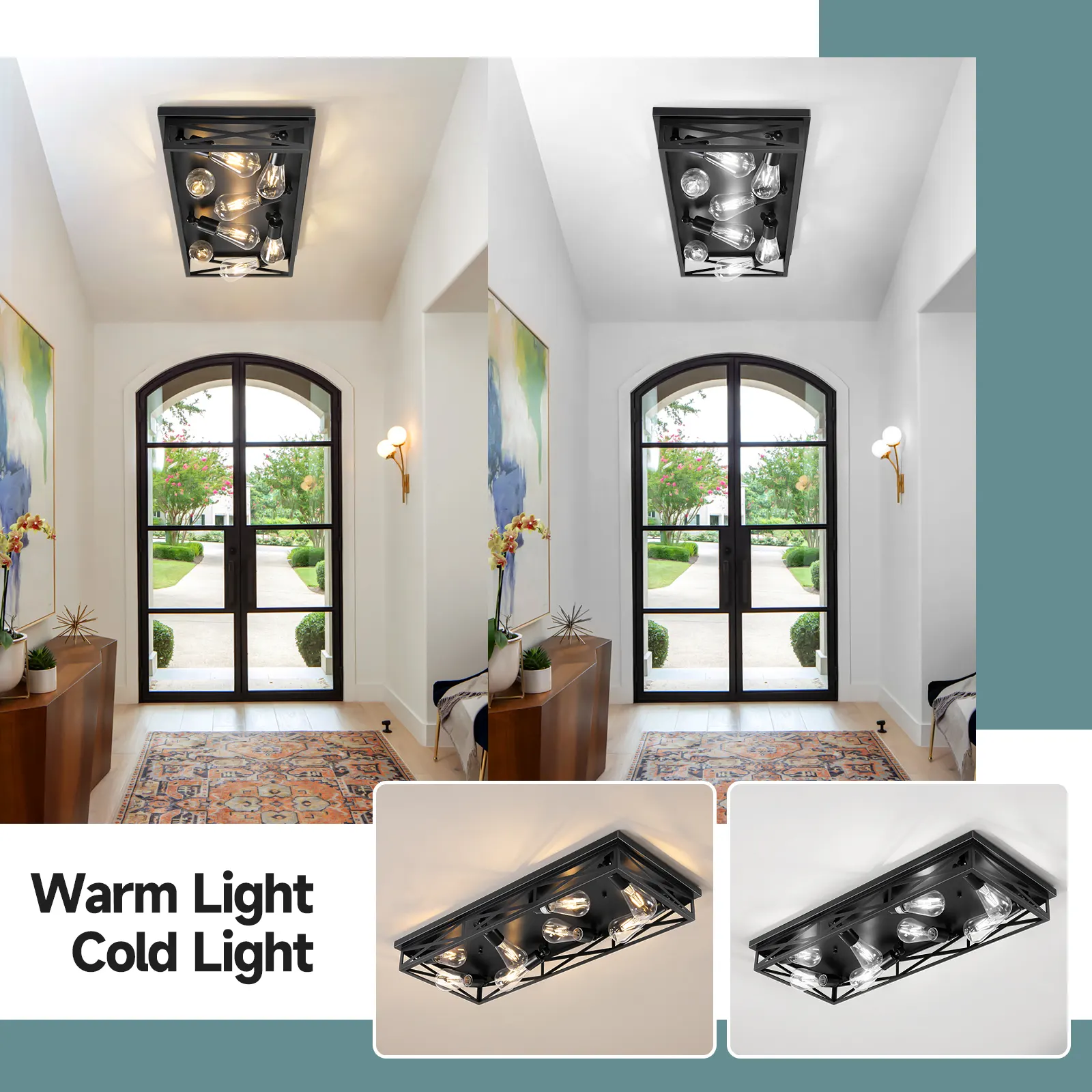 Modern 8-Light Flush Mount Ceiling Light, image 3 of 7