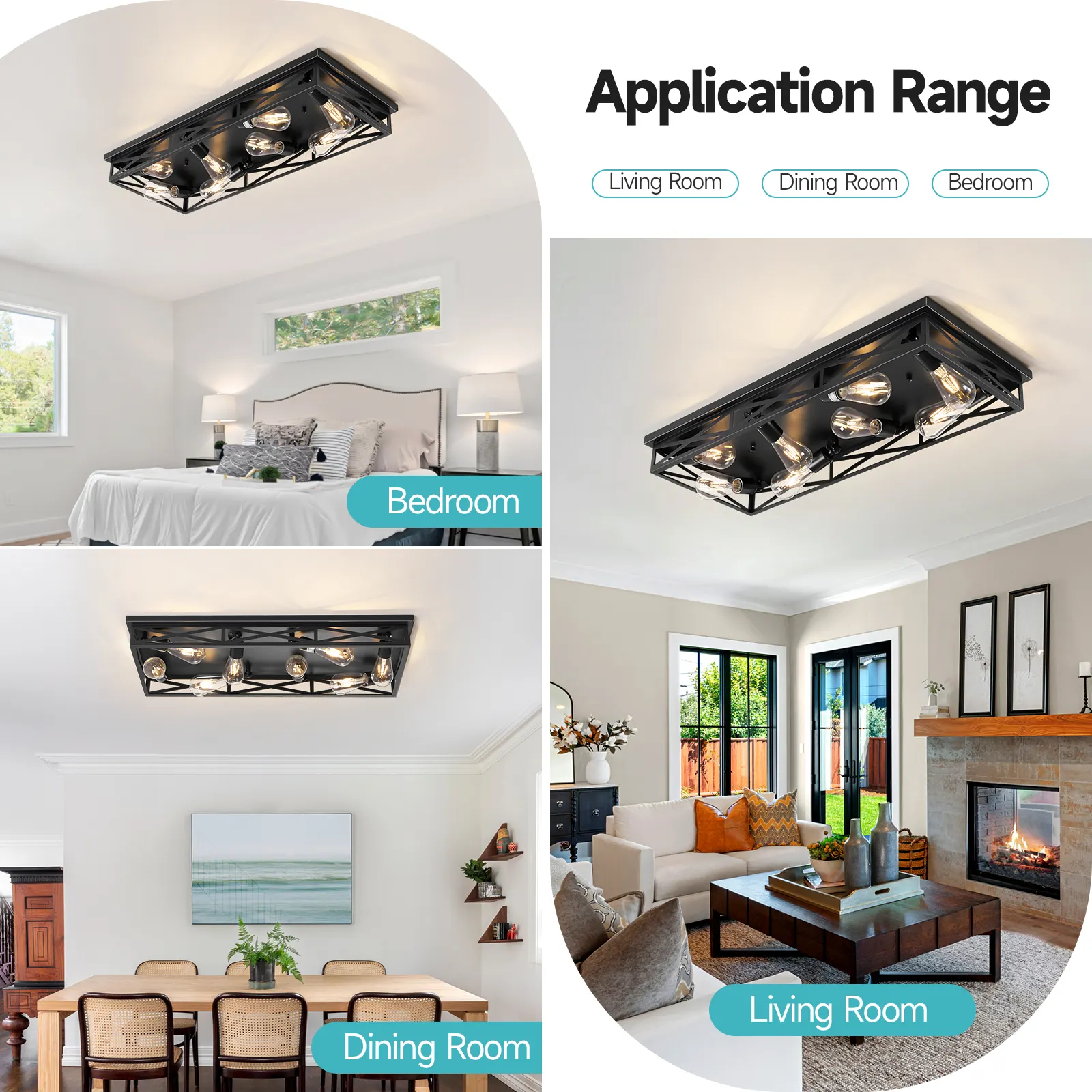 Modern 8-Light Flush Mount Ceiling Light, image 5 of 7