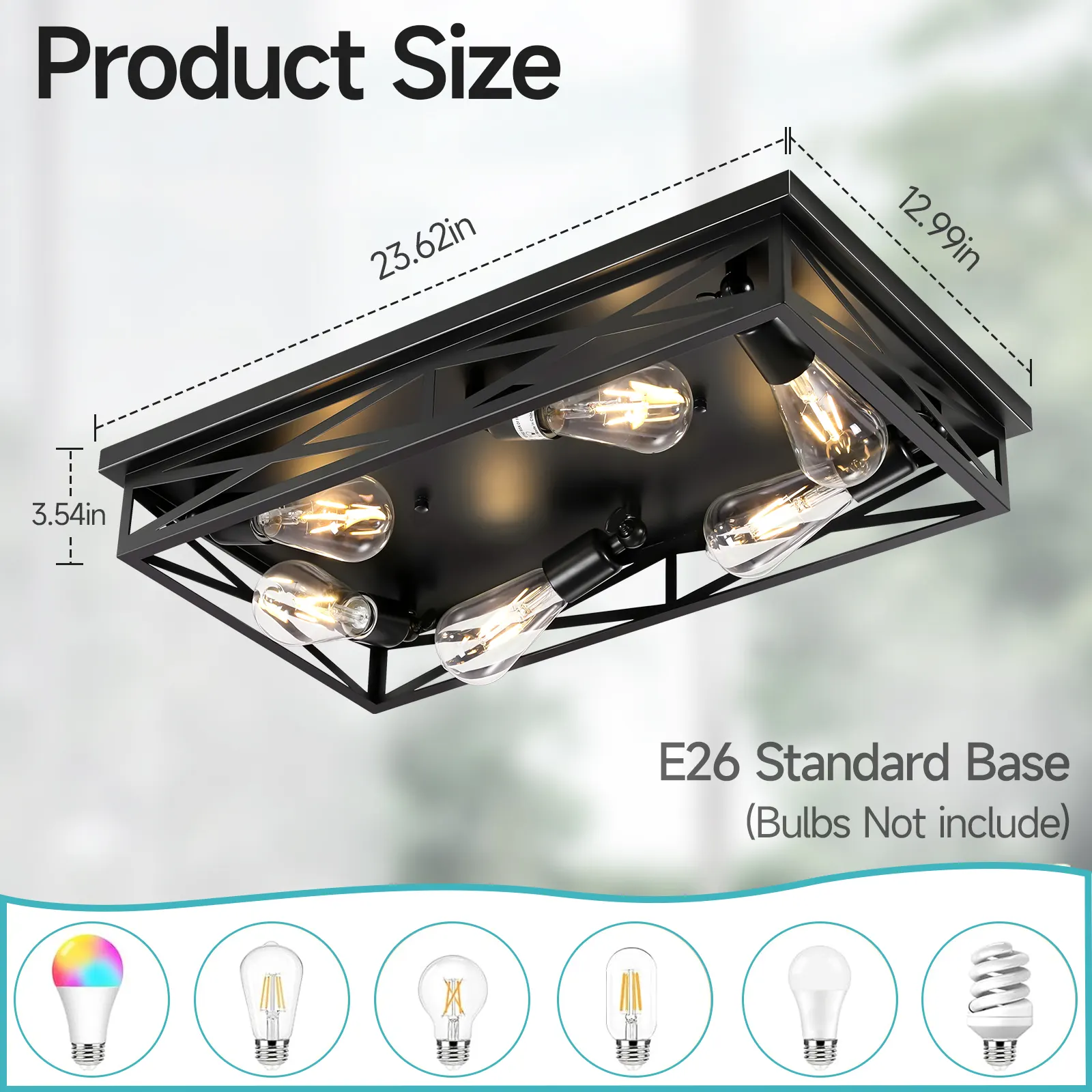 Modern 6-Light Flush Mount Ceiling Light, image 2 of 7