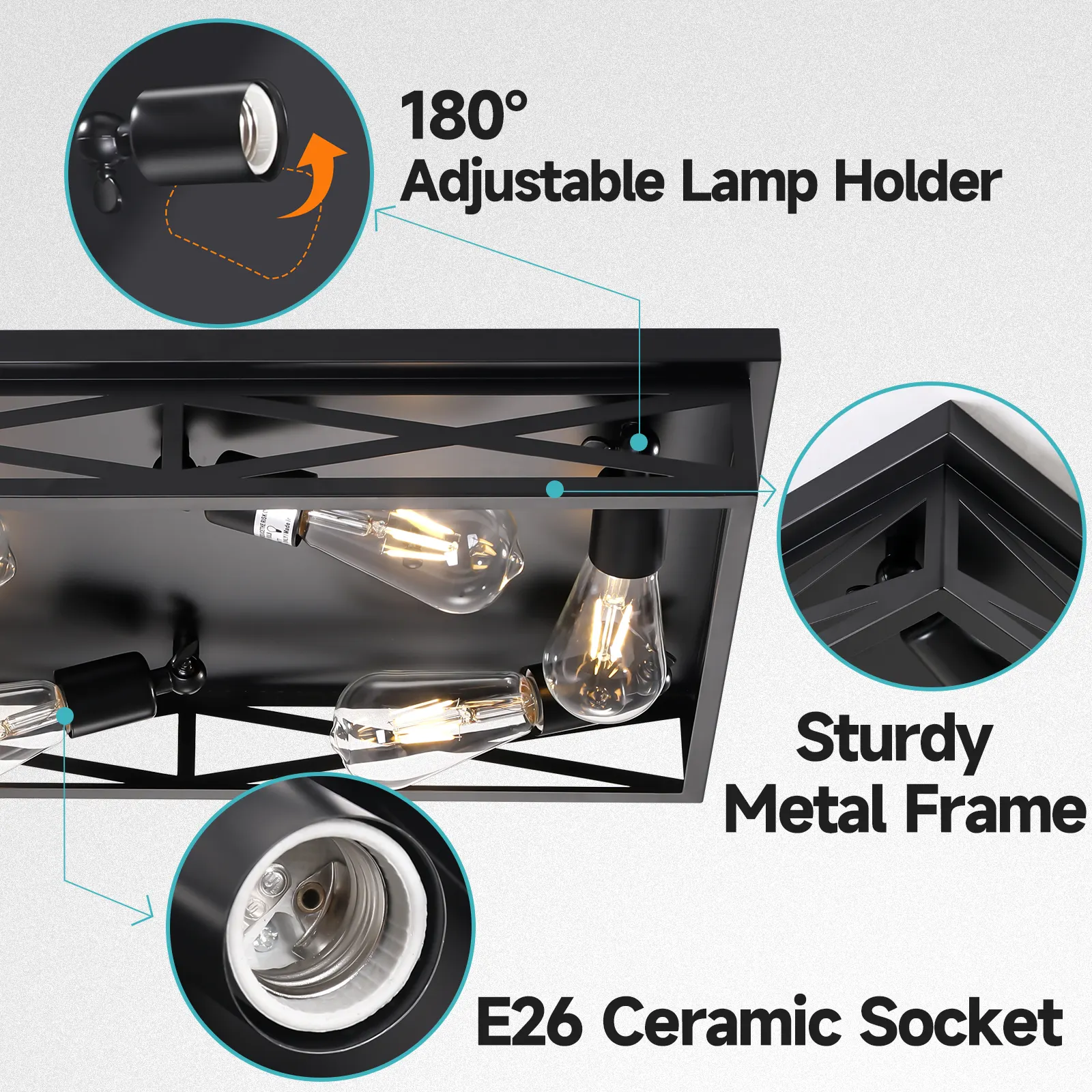Modern 6-Light Flush Mount Ceiling Light, image 4 of 7