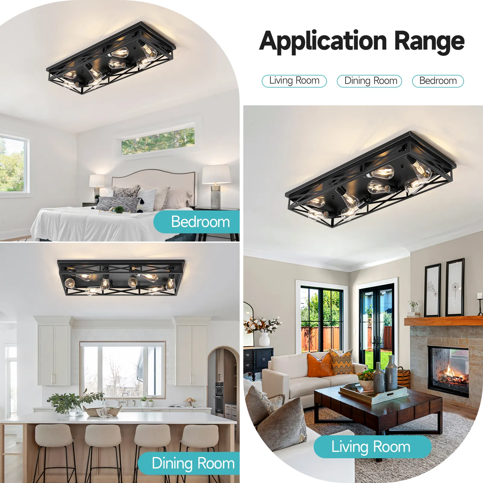 Modern 6-Light Flush Mount Ceiling Light, image 5 of 7