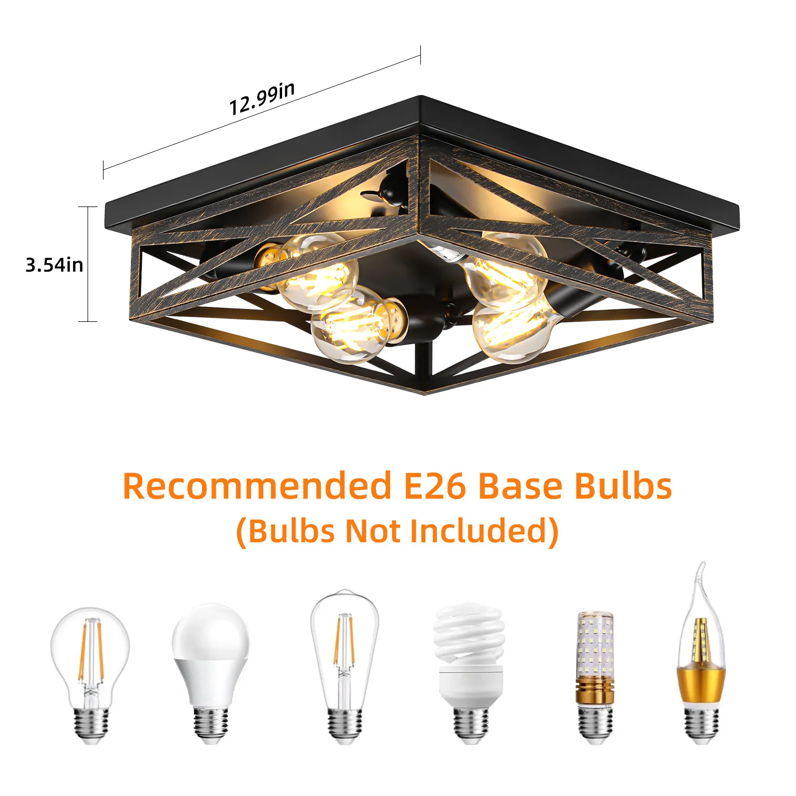 Modern 4-Light Flush Mount Ceiling Light (2-Pack), image 5 of 7