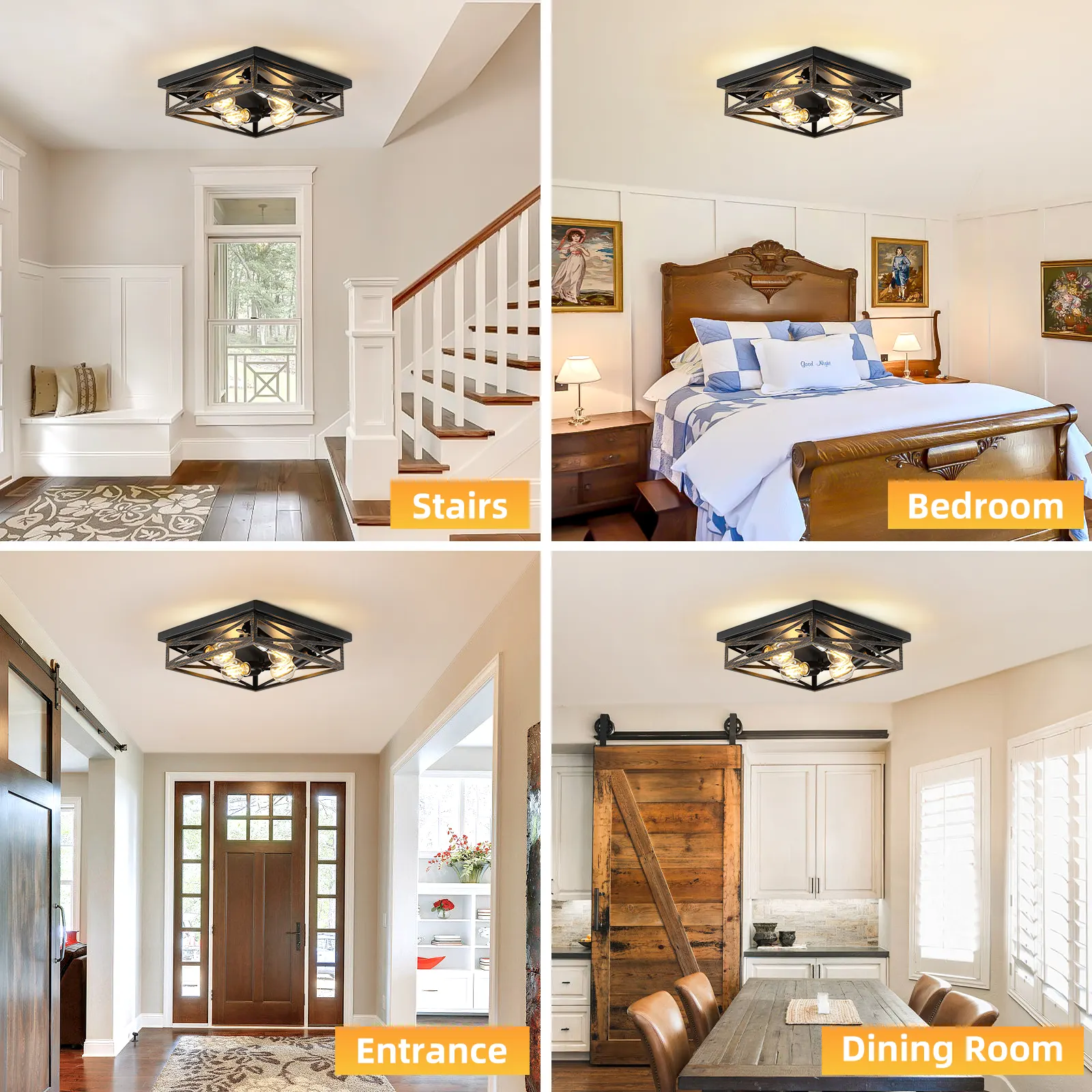 Modern 4-Light Flush Mount Ceiling Light (2-Pack), image 2 of 7
