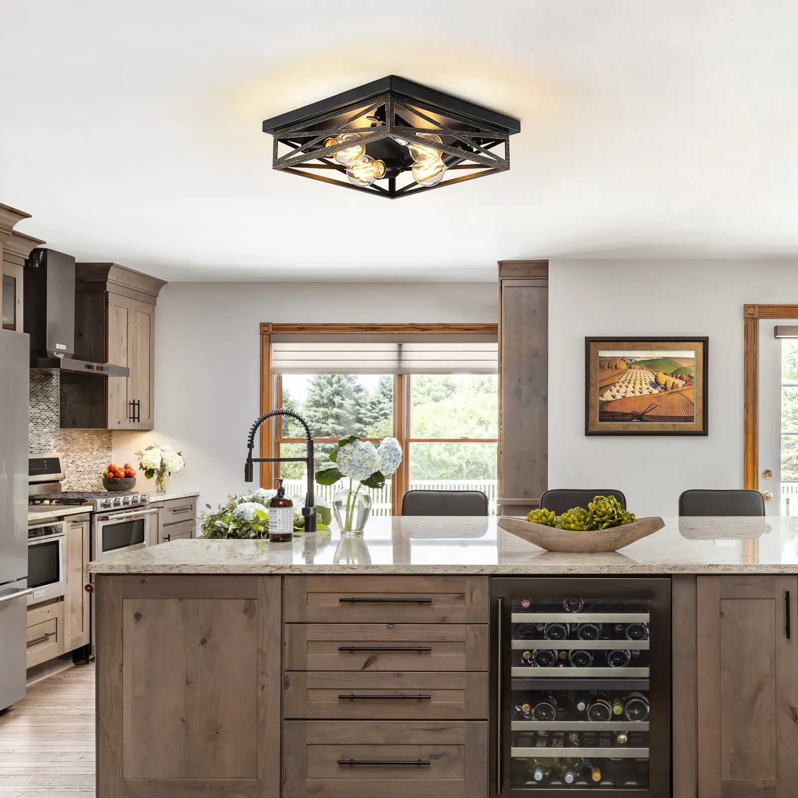 Modern 4-Light Flush Mount Ceiling Light (2-Pack), image 3 of 7