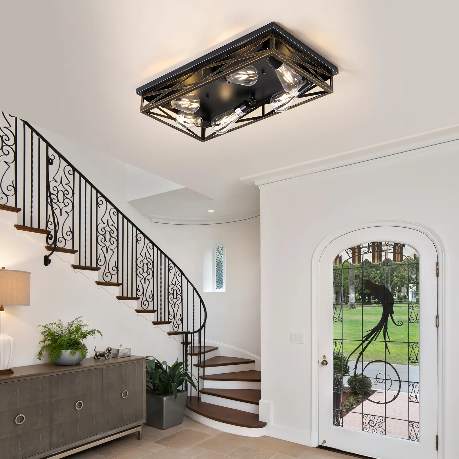 Modern 6-Light Flush Mount Ceiling Light, image 2 of 7